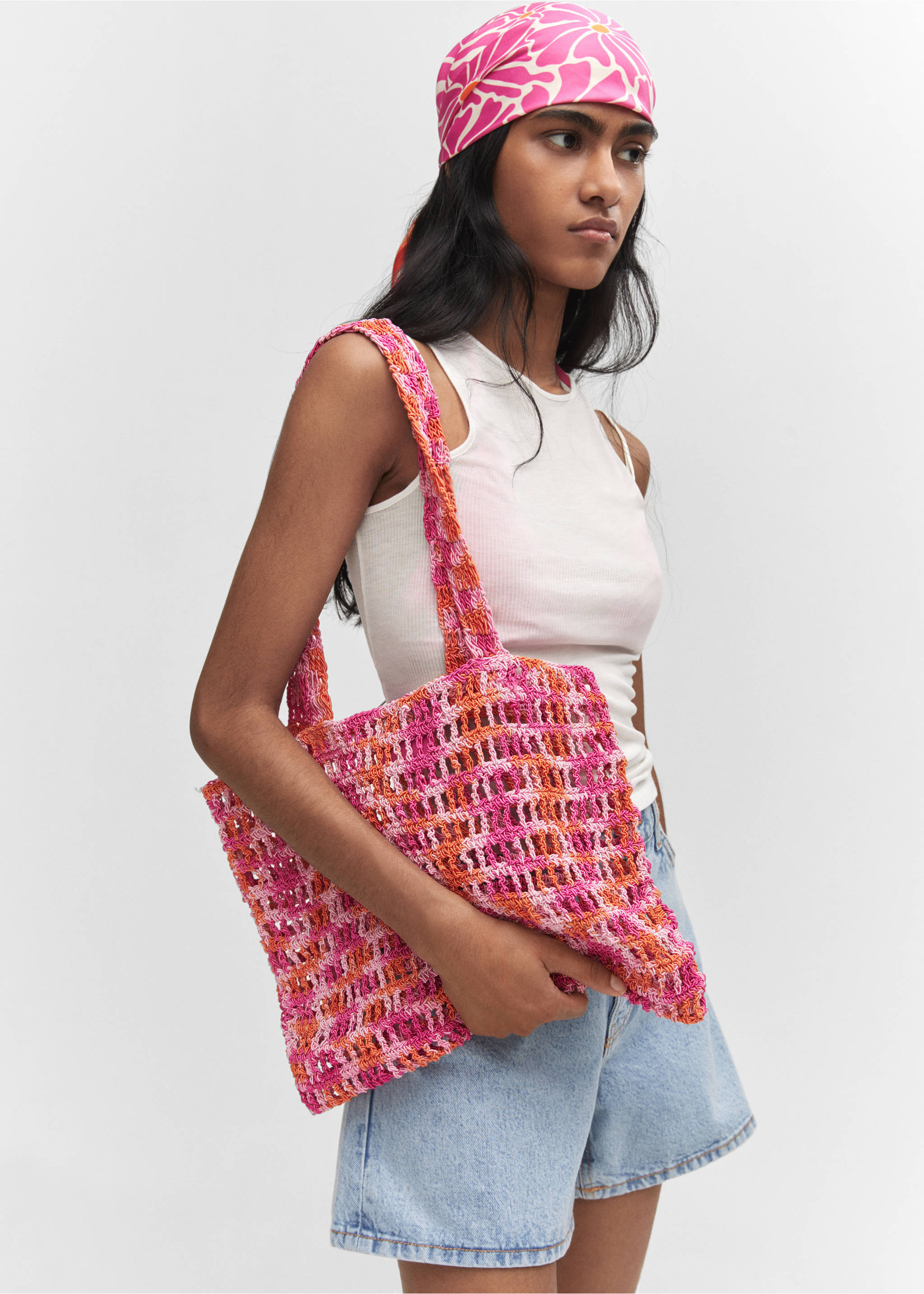 Braided net bag - General plane, Fuchsia. Ref: 57040075-00.