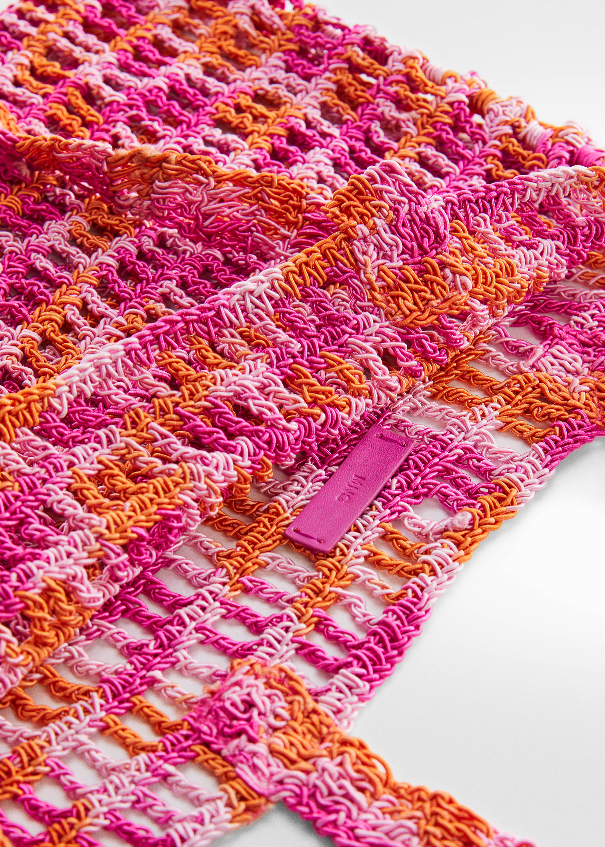 Braided net bag - Details of the article 1, Fuchsia. Ref: 57040075-00.