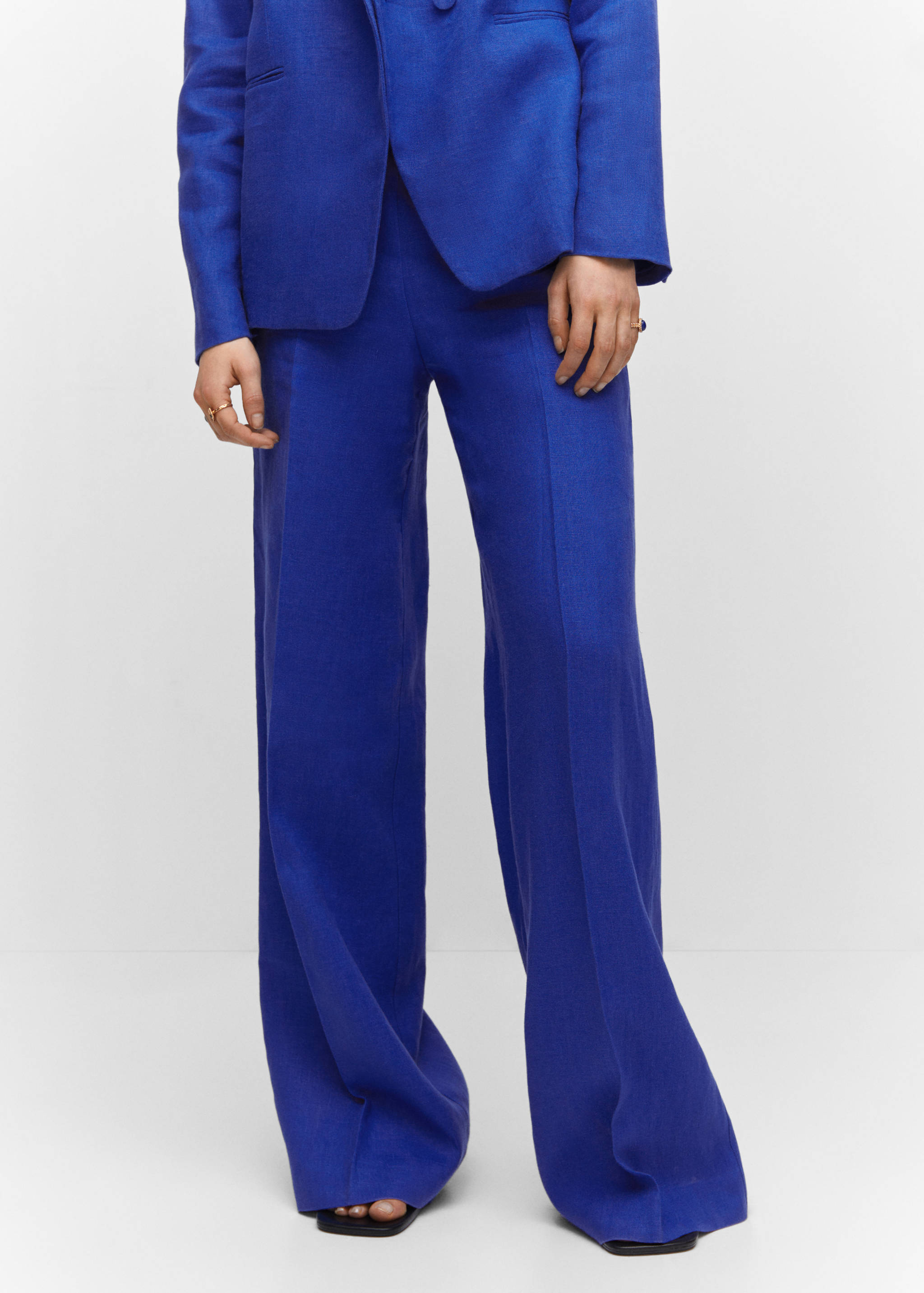 100% linen wide leg trousers - Medium plane