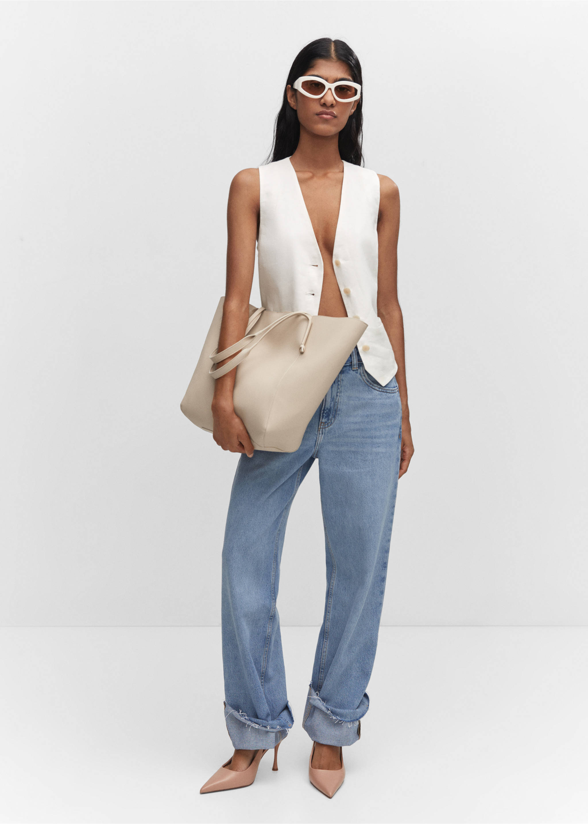 Knot handle shopper bag - General plane, Off White. Ref: 57040156-00.
