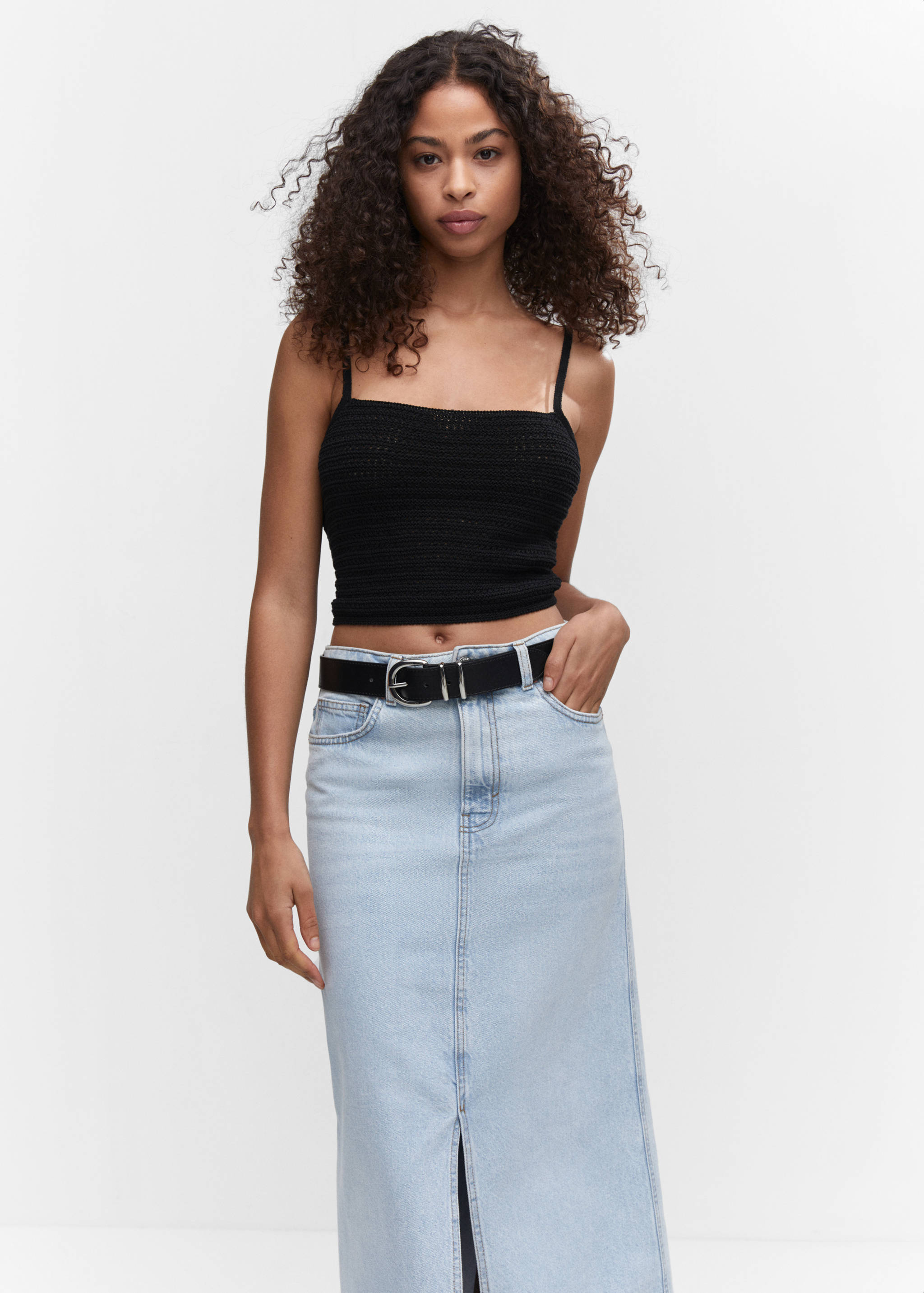 Slit denim skirt - Details of the article 1