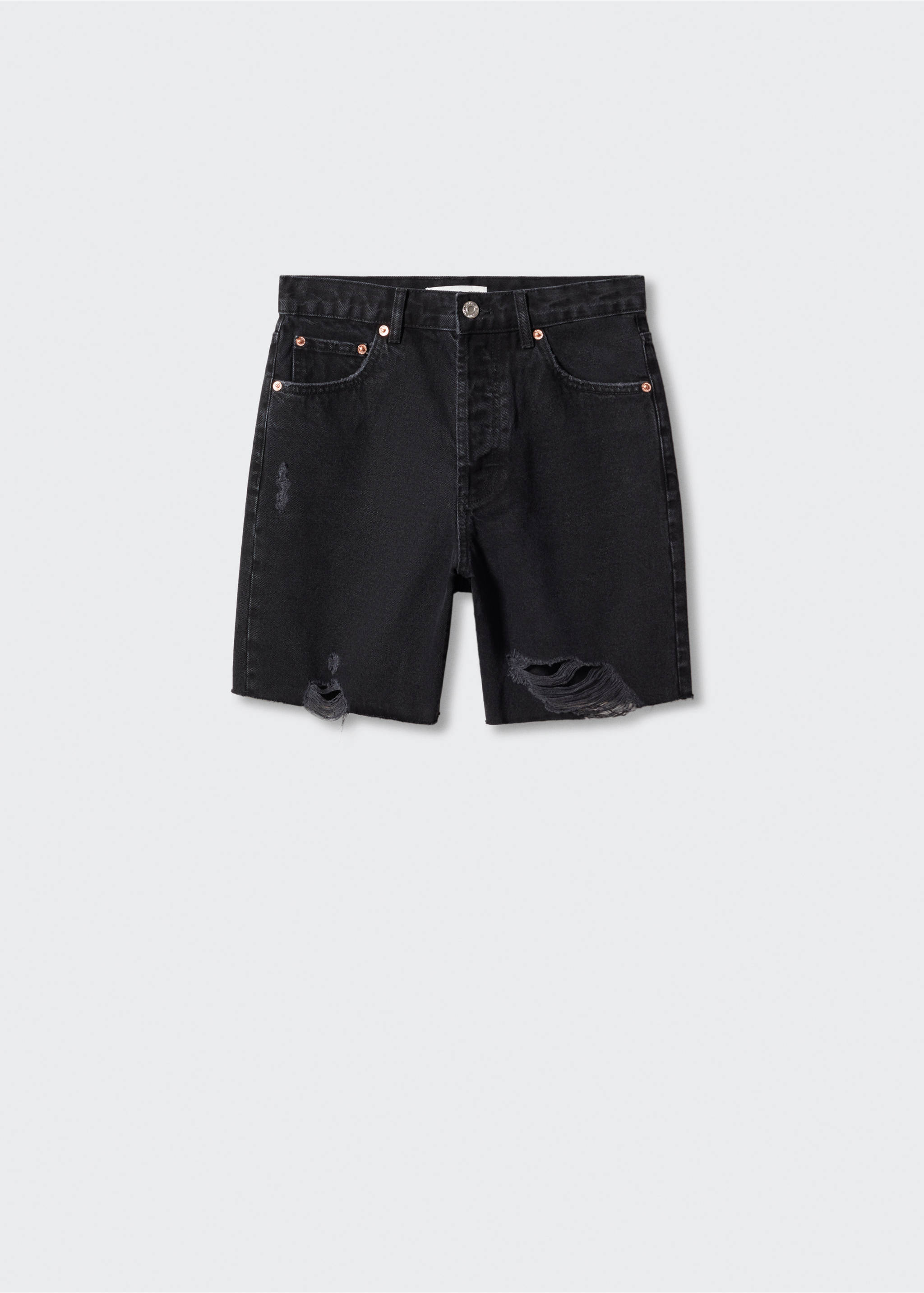 Jeans-Bermudashorts mit Zierrissen - Artikel ohne Model, Black denim. Ref: 57040167-00.