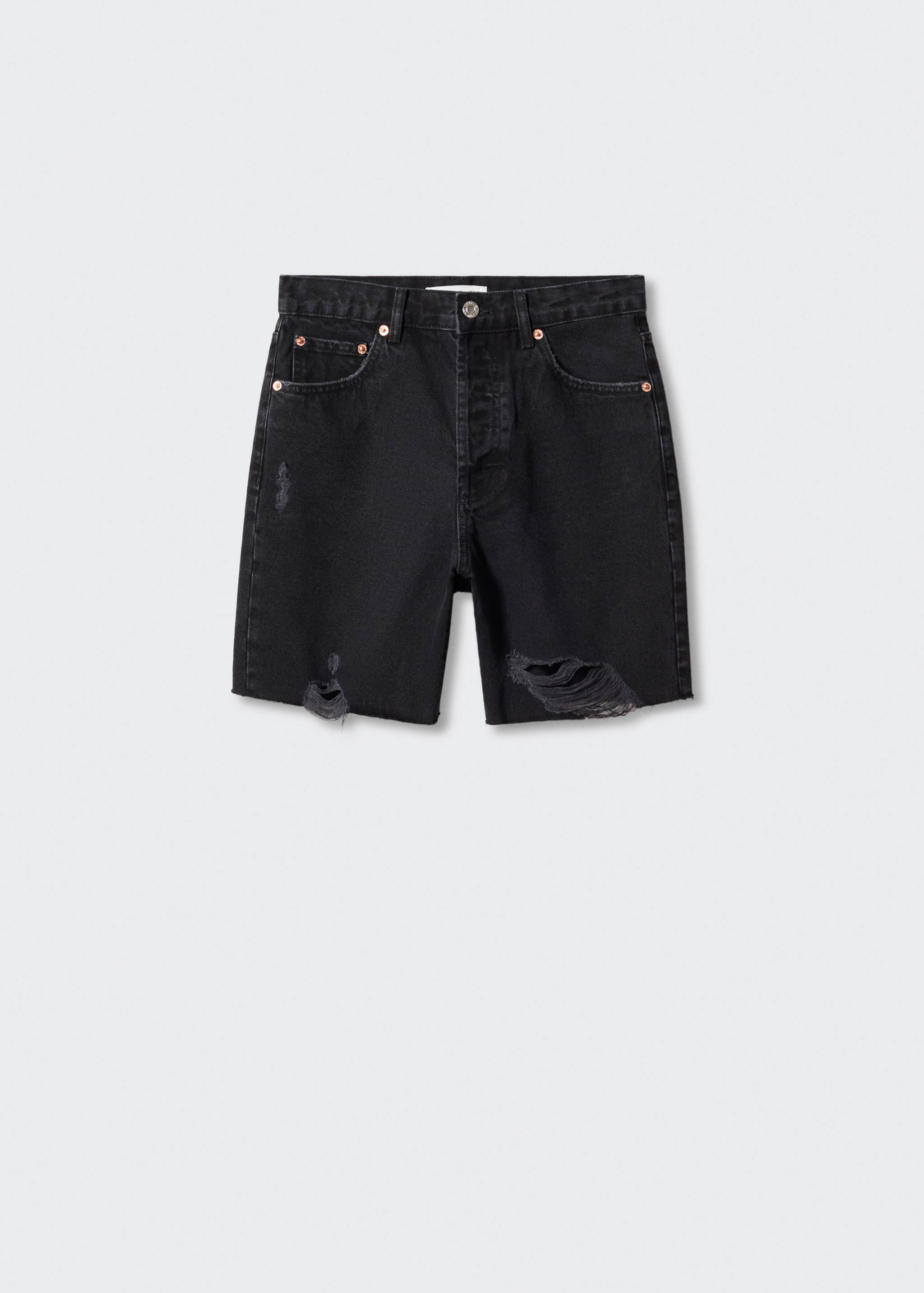 Decorative ripped denim bermuda shorts - Article without model