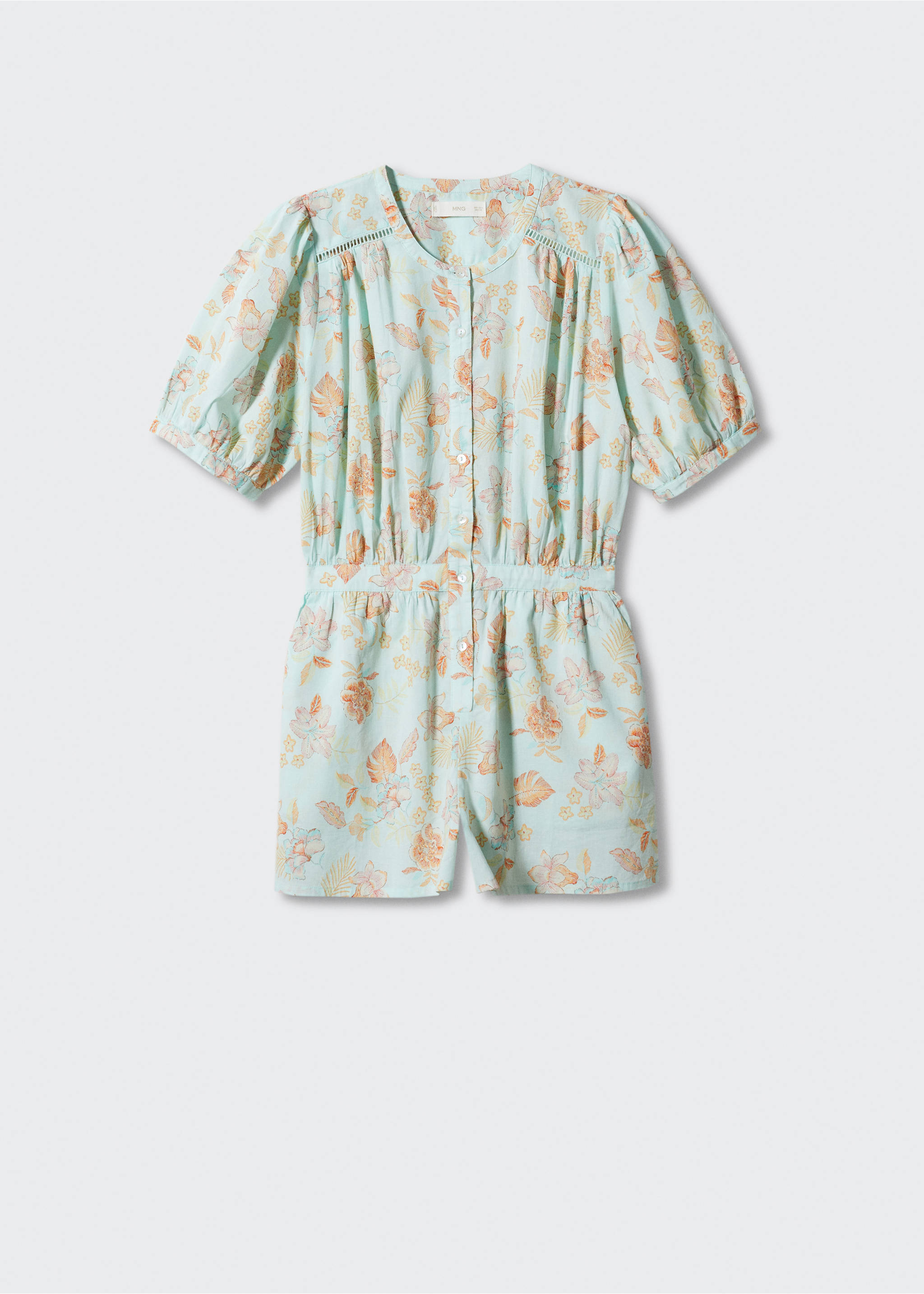 Blommig kort jumpsuit - Artikel utan modell, Aqua Grön. Ref: 57040284-00.
