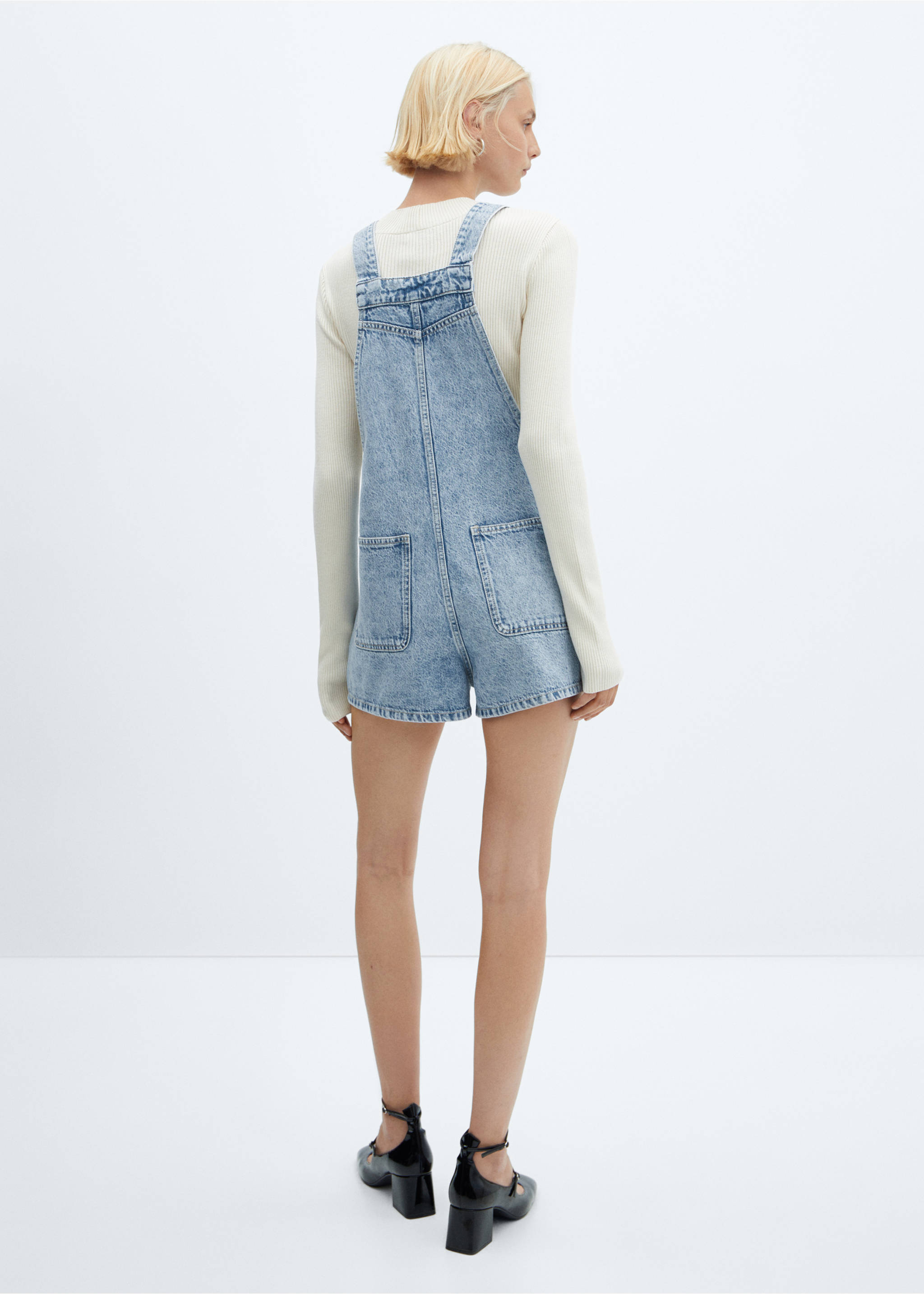 Denim button-down dungarees - Reverse of the article, Light Blue. Ref: 57040286-00.