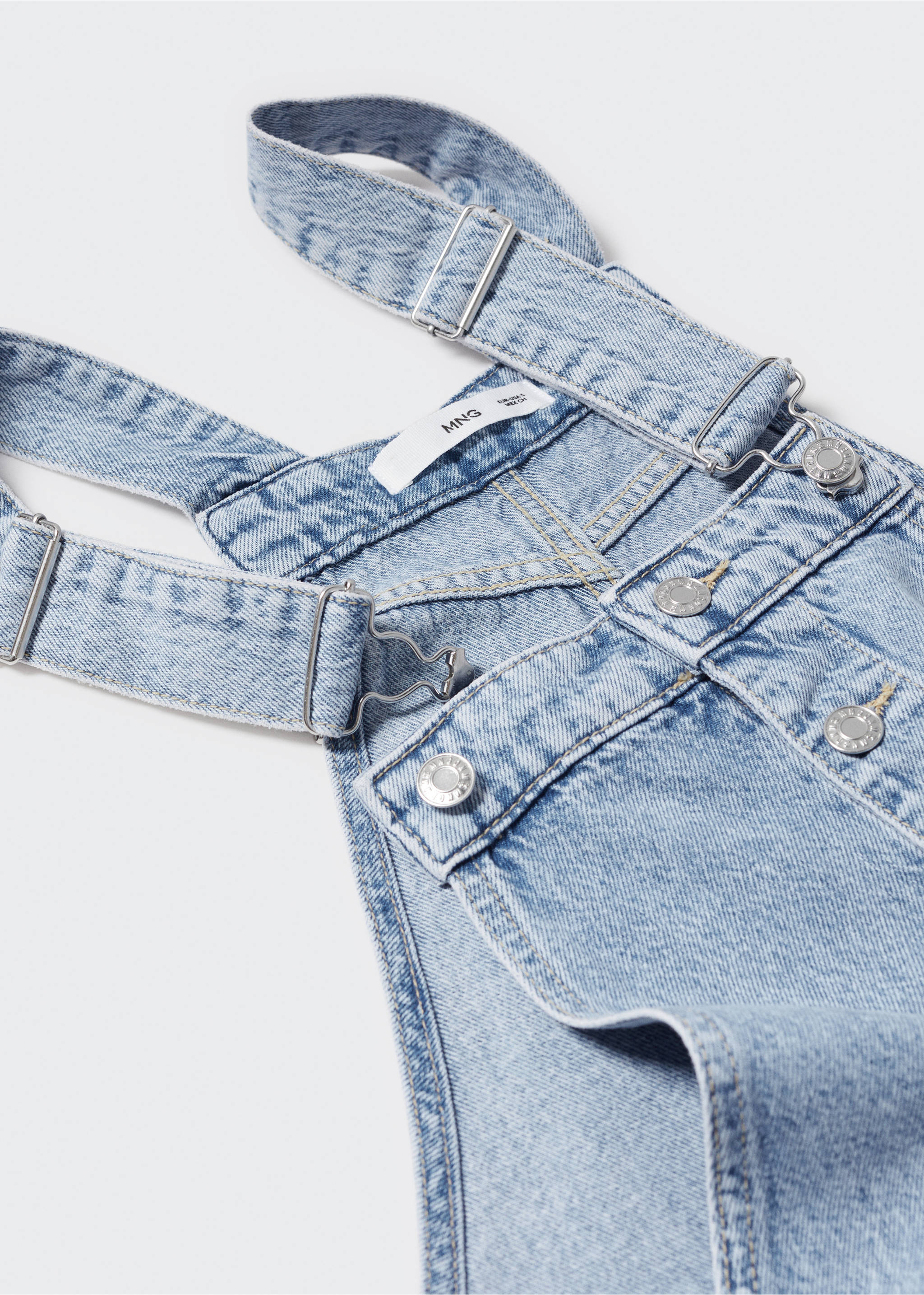 Denim button-down dungarees - Details of the article 8, Light Blue. Ref: 57040286-00.