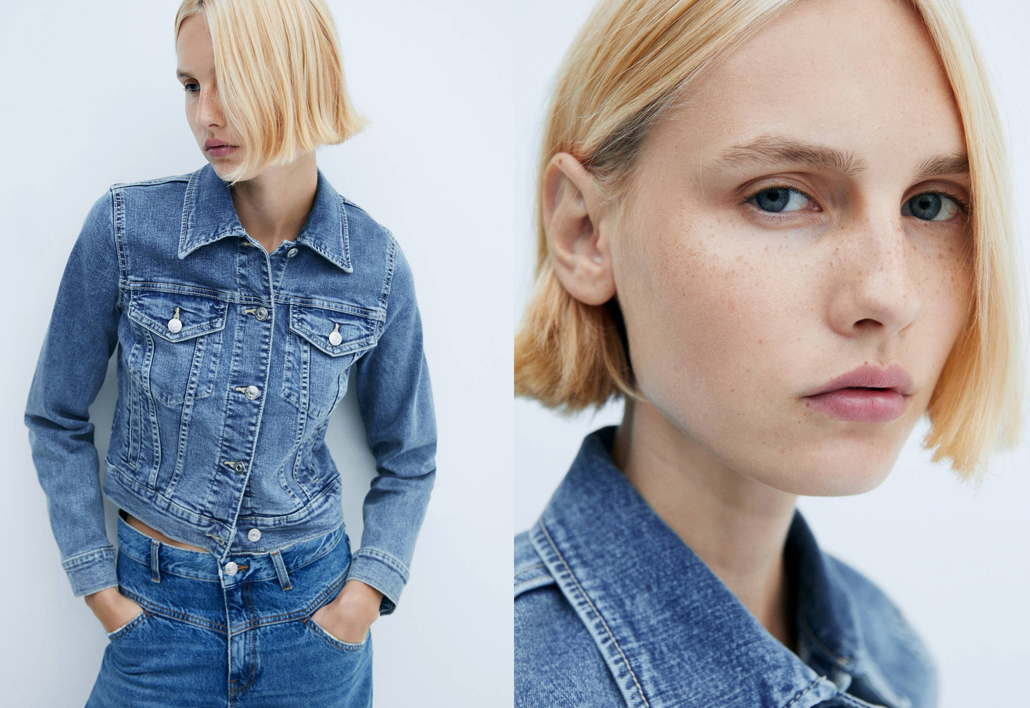 Jeansjacke mit Taschen - Panoramaansicht