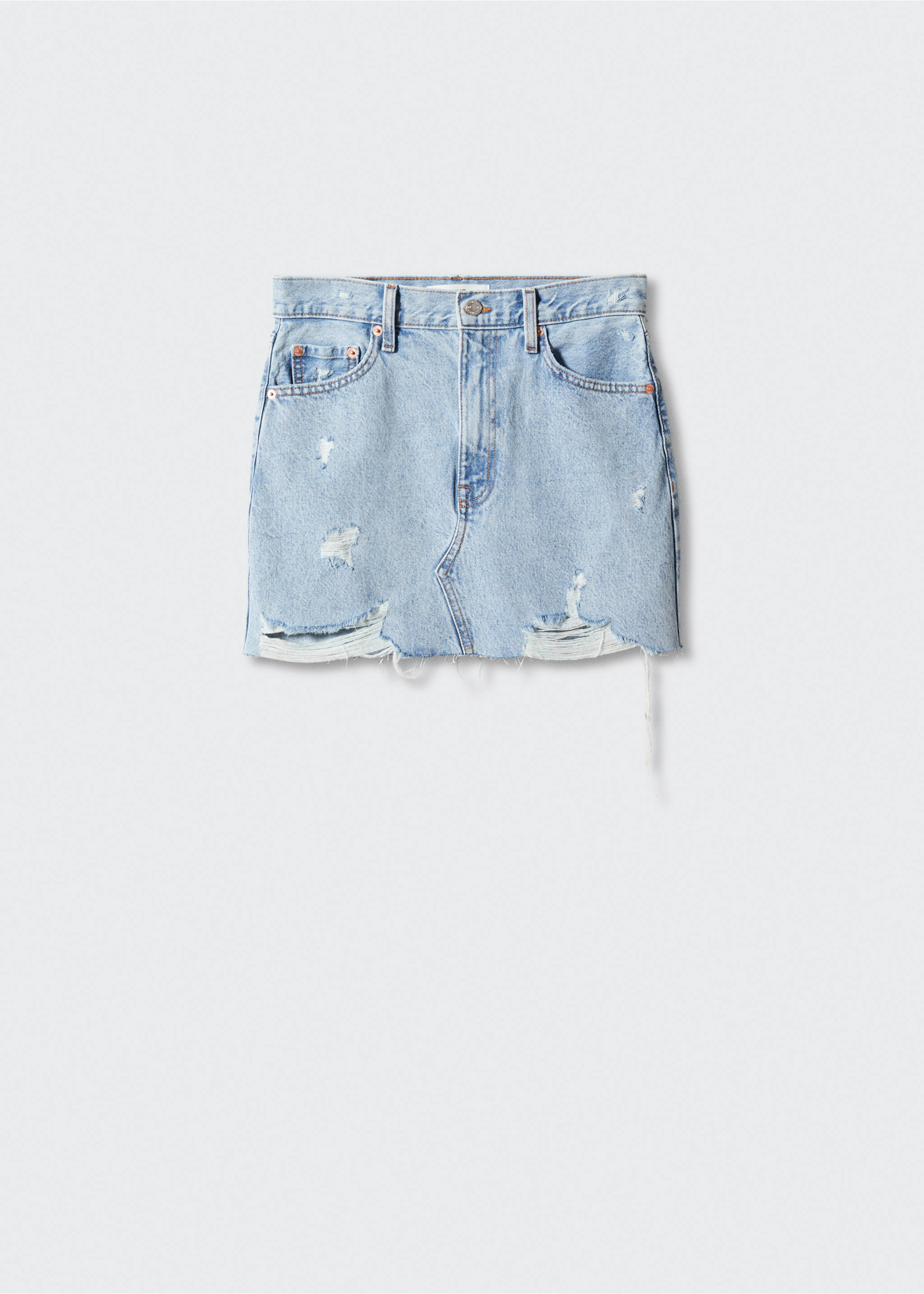 Denim mini-skirt - Article without model, Light Blue. Ref: 57040292-00.