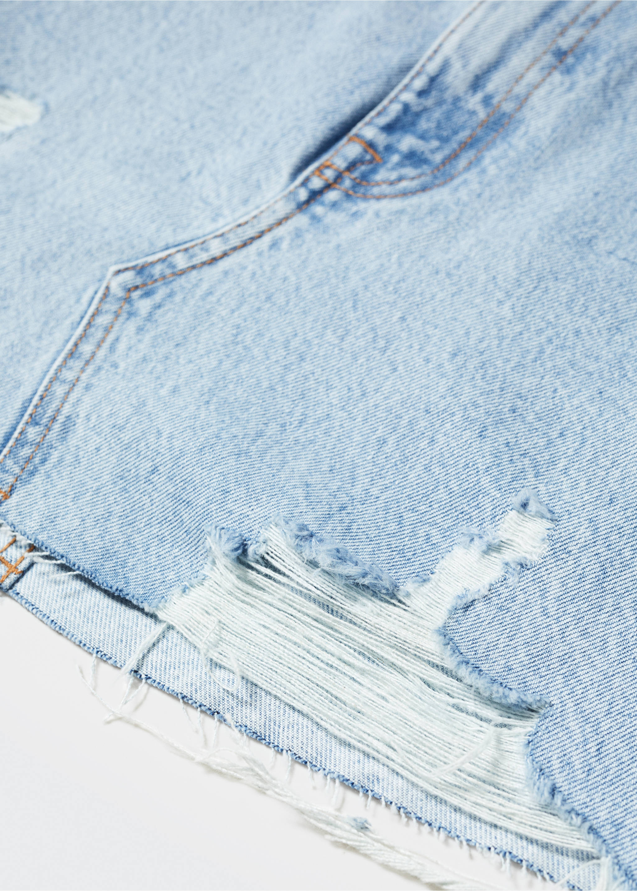 Denim mini-skirt - Details of the article 8, Light Blue. Ref: 57040292-00.