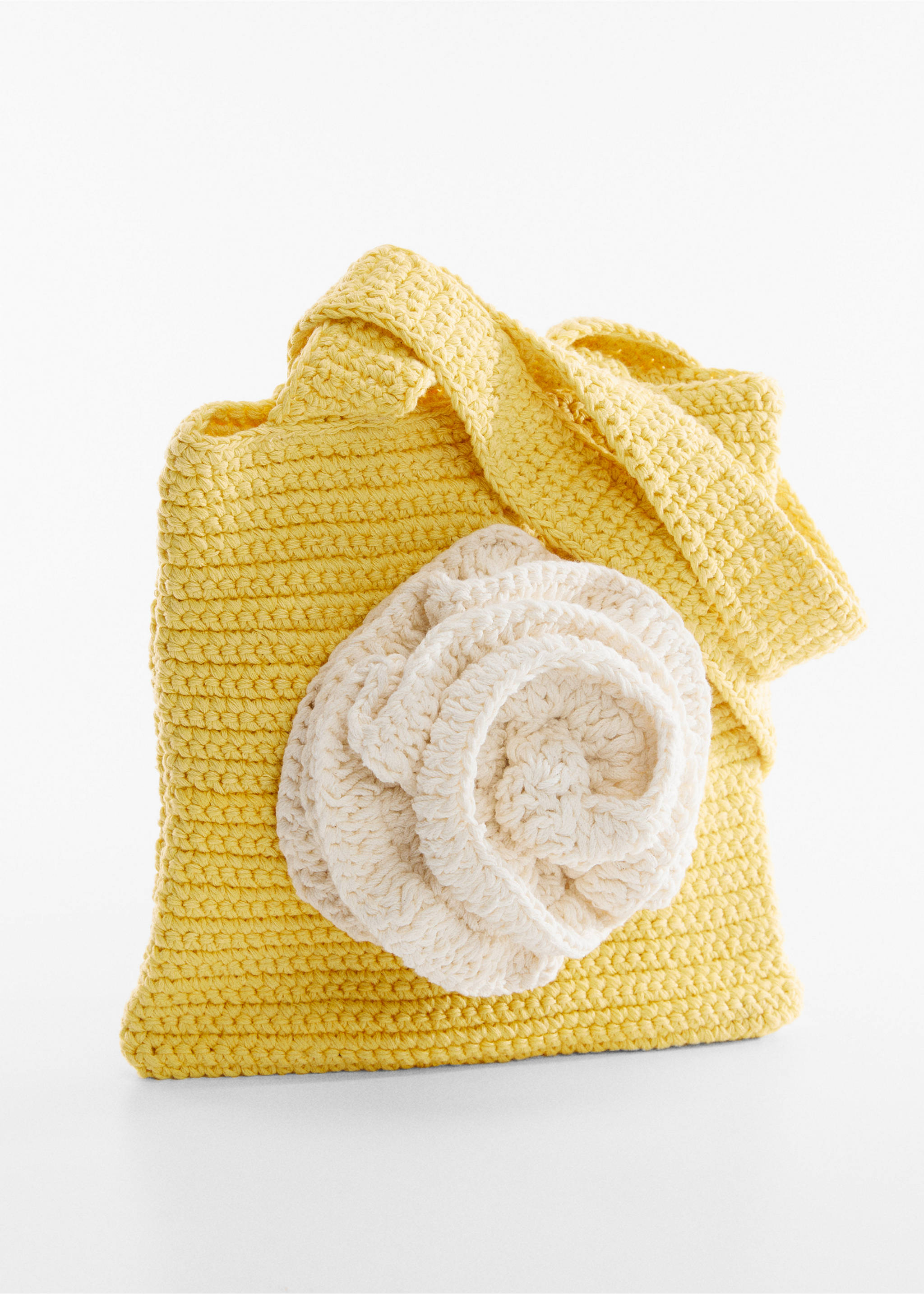 Floral crochet bag - Details of the article 2, Yellow. Ref: 57040321-00.