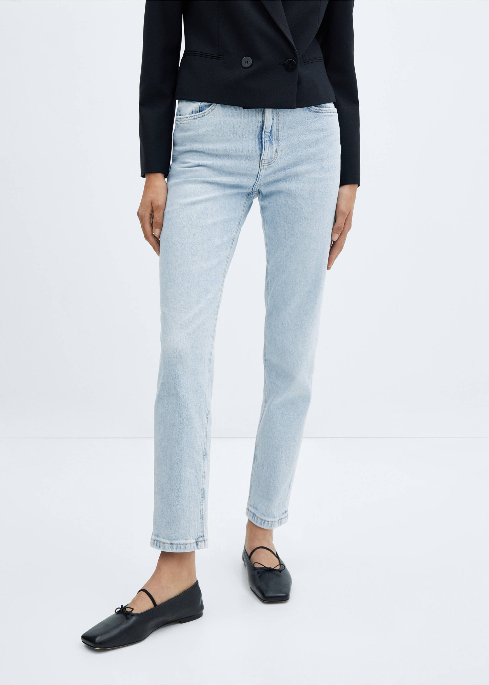 Comfort-Jeans mit hohem Bund Newmom - Mittlere Ansicht, Bleach-Blau. Ref: 57040364-00.