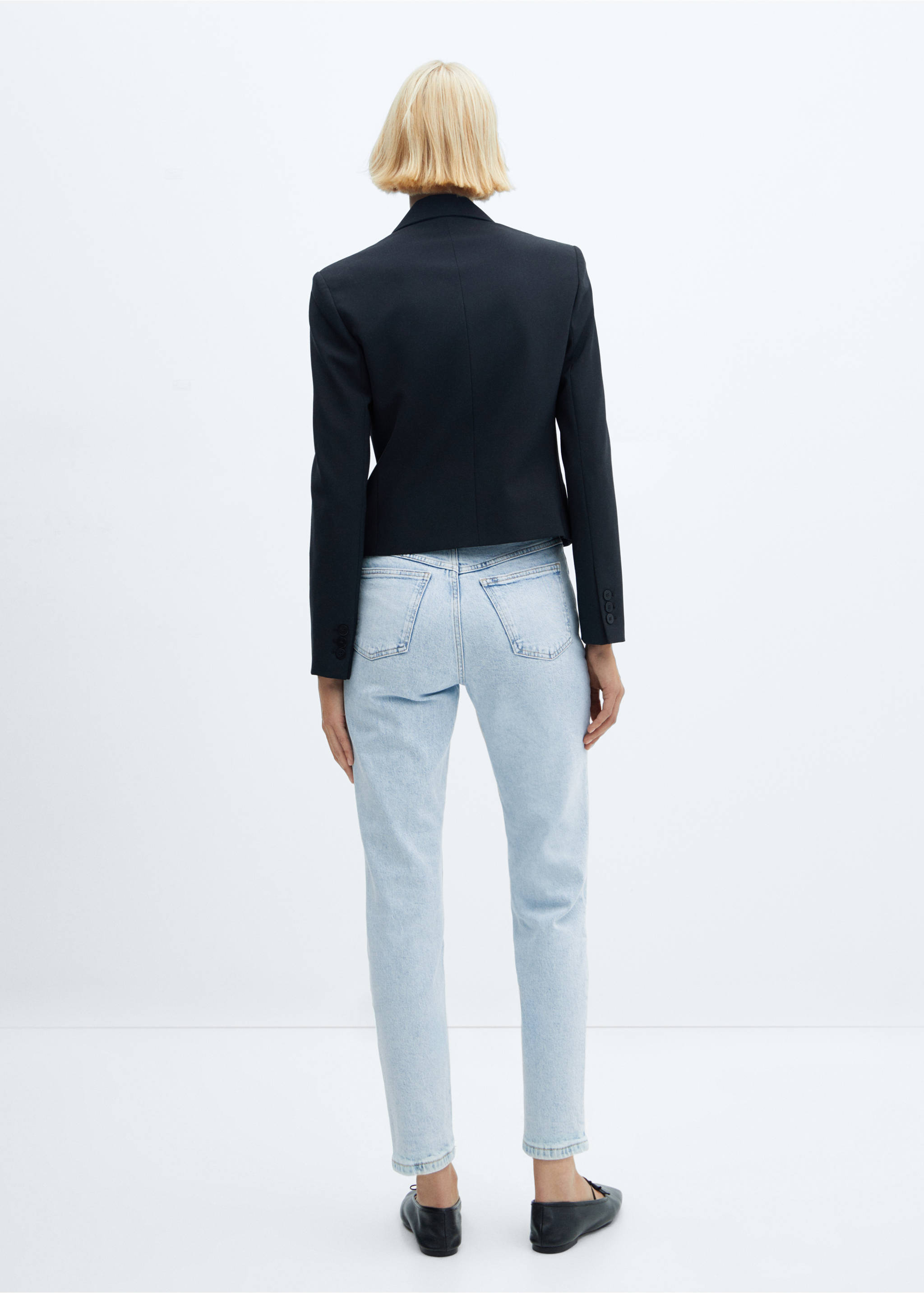 Comfort-Jeans mit hohem Bund Newmom - Rückseite des Artikels, Bleach-Blau. Ref: 57040364-00.