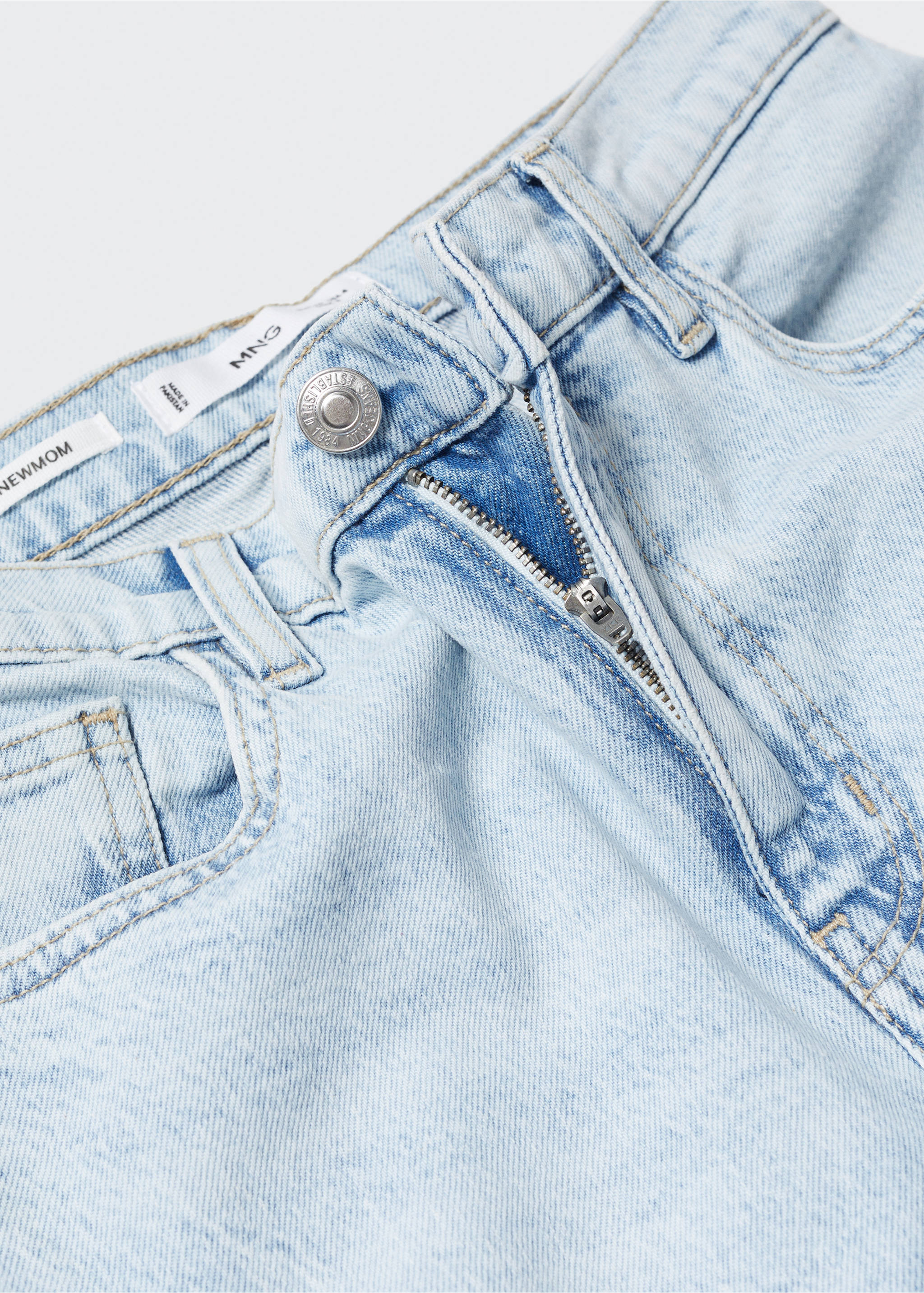 Comfort-Jeans mit hohem Bund Newmom - Detail des Artikels 8, Bleach-Blau. Ref: 57040364-00.