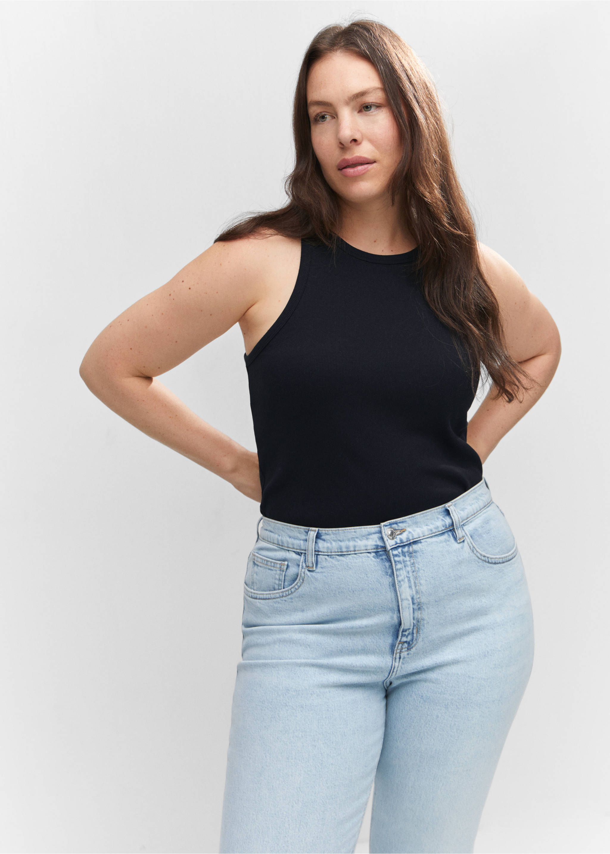 Comfort-Jeans mit hohem Bund Newmom - Detail des Artikels 5, Bleach-Blau. Ref: 57040364-00.