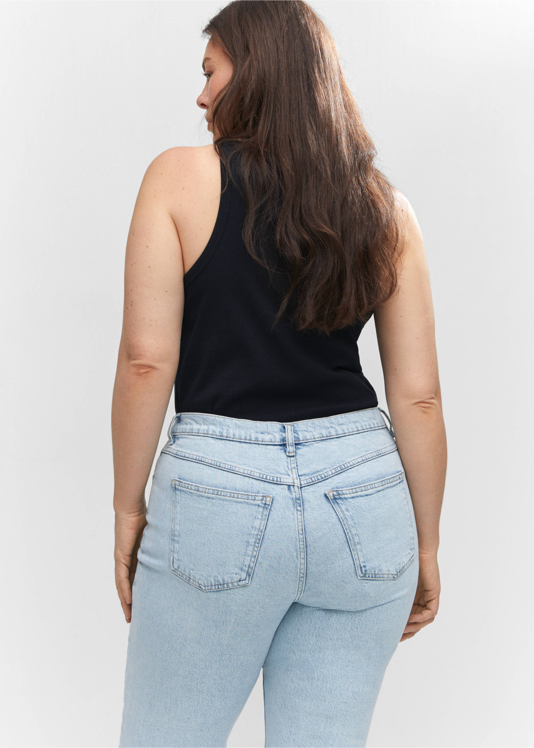 Comfort-Jeans mit hohem Bund Newmom - Detail des Artikels 4, Bleach-Blau. Ref: 57040364-00.