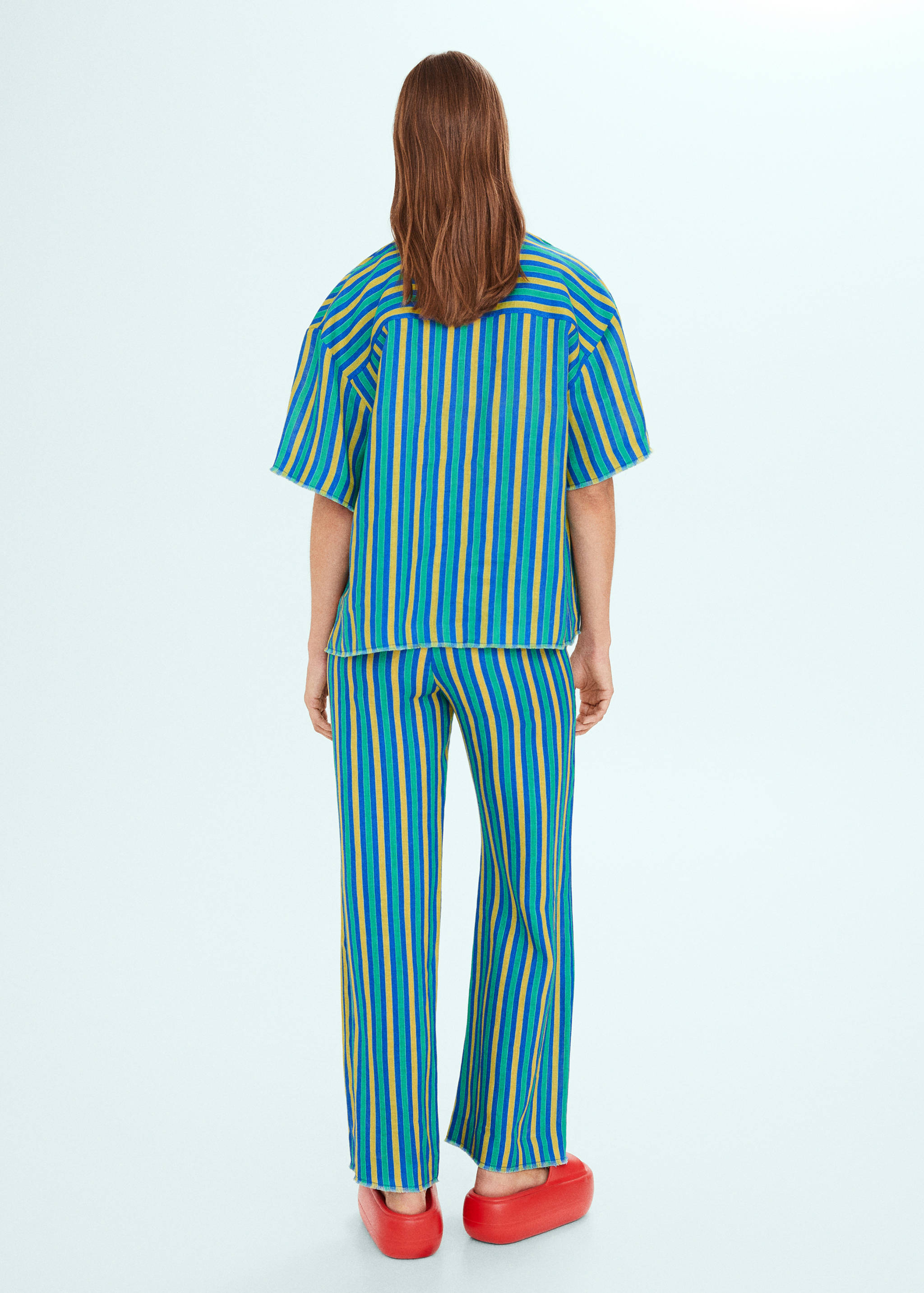 Multi-coloured striped linen trousers - Reverse of the article