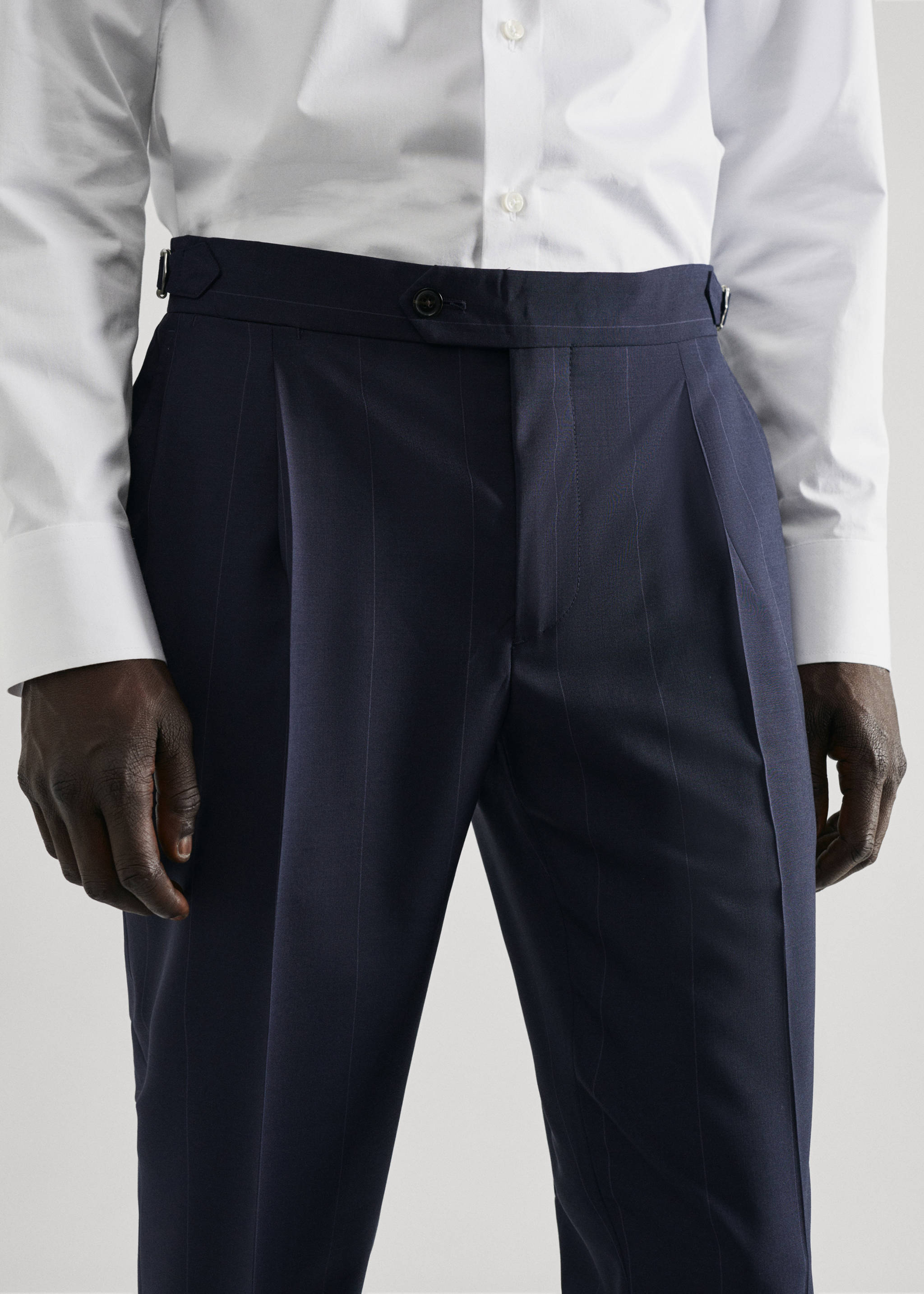 Virgin wool striped suit pants - Details of the article 1
