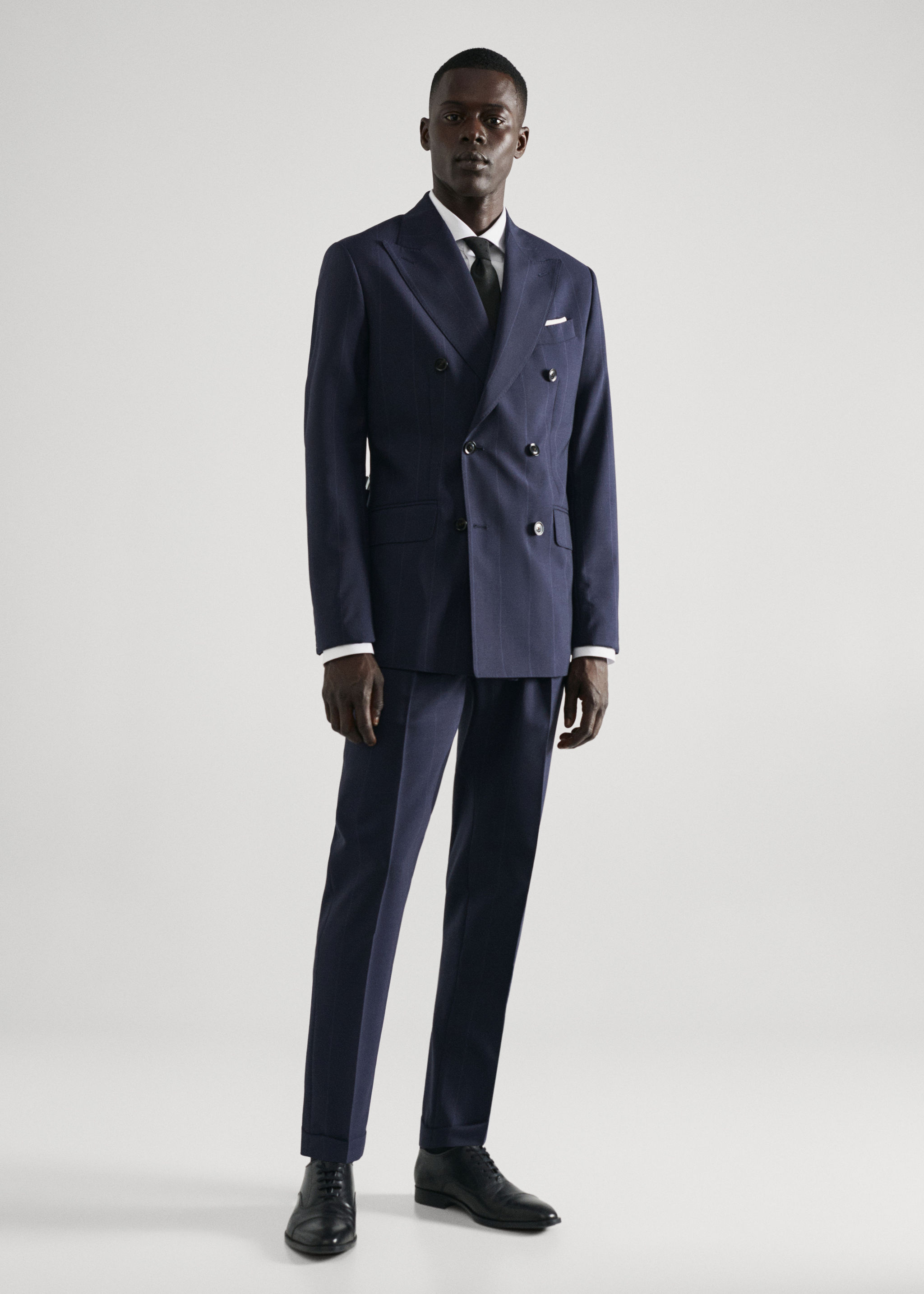 Pantalons vestit llana verge ratlles - Pla general