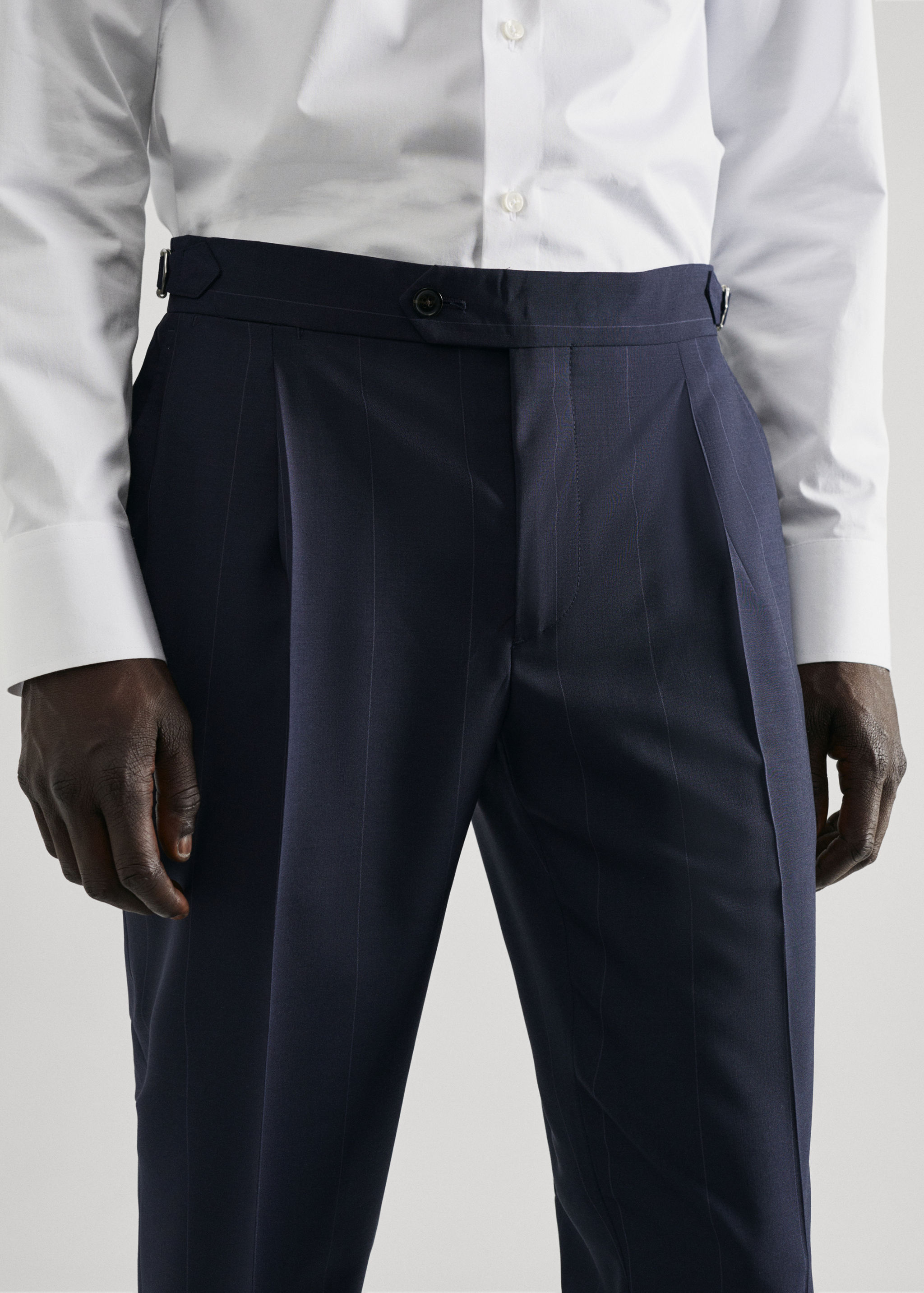 Pantalons vestit llana verge ratlles - Detall de l'article 1
