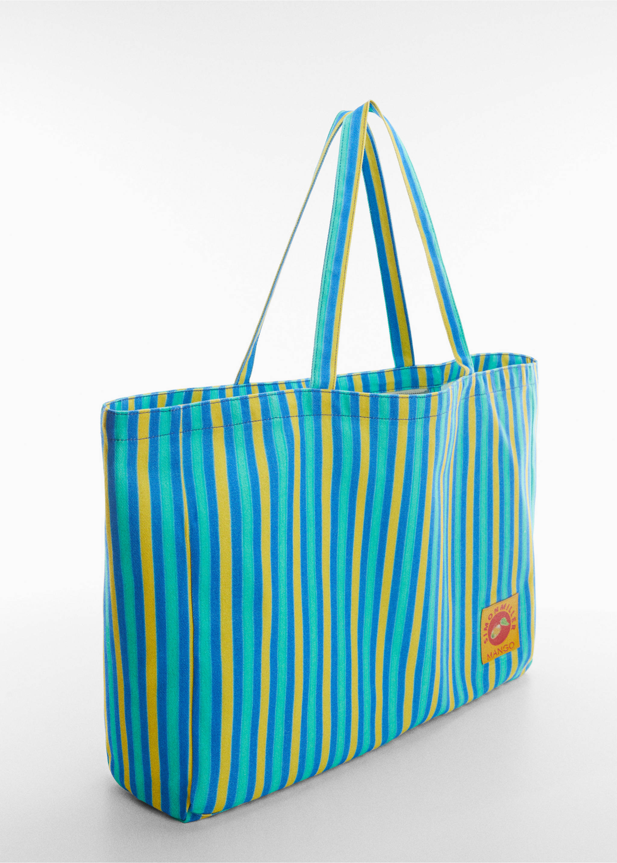 Multi-coloured striped maxi bag - Medium plane, Blue. Ref: 57040449-00.