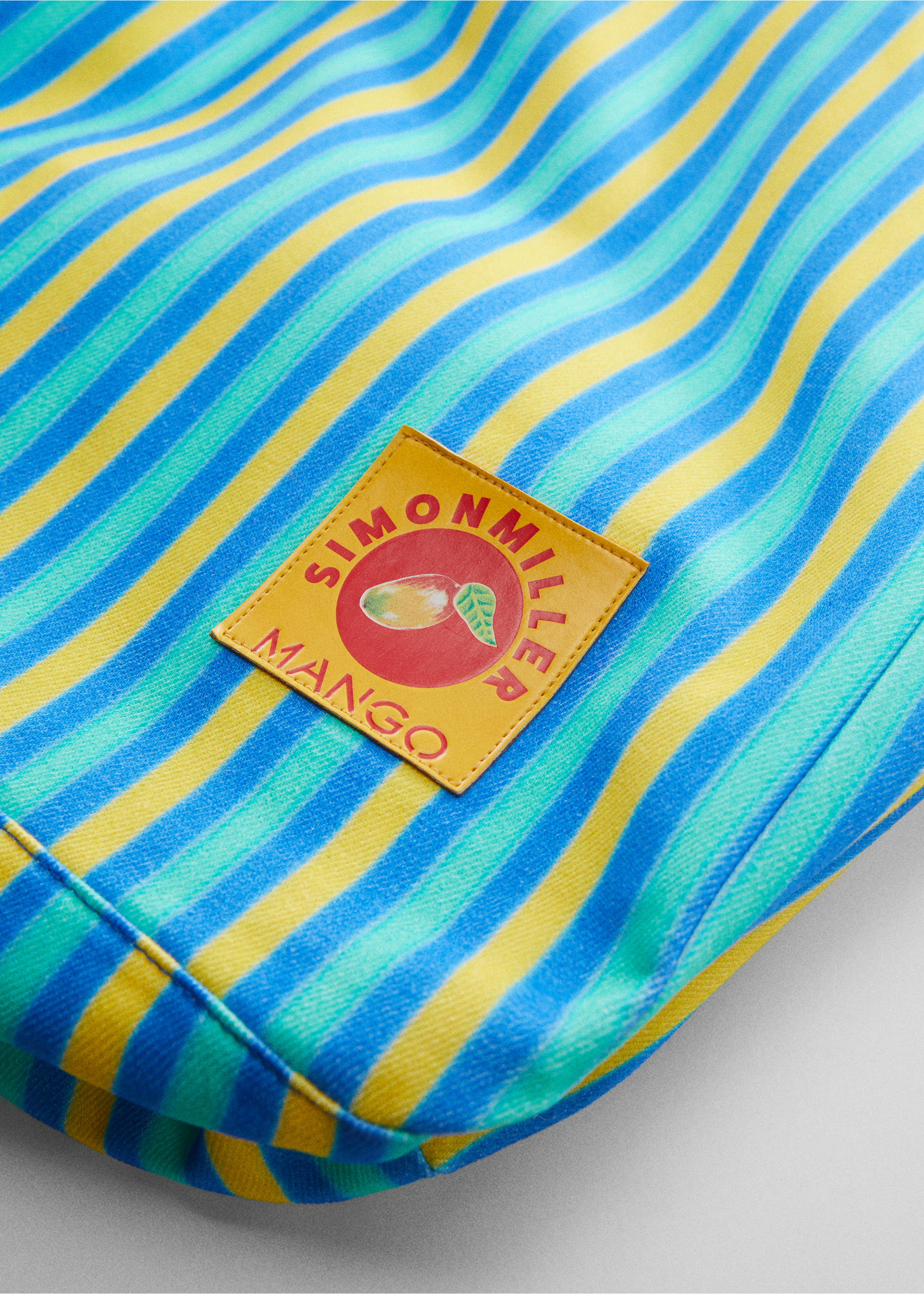 Multi-coloured striped maxi bag - Details of the article 1, Blue. Ref: 57040449-00.