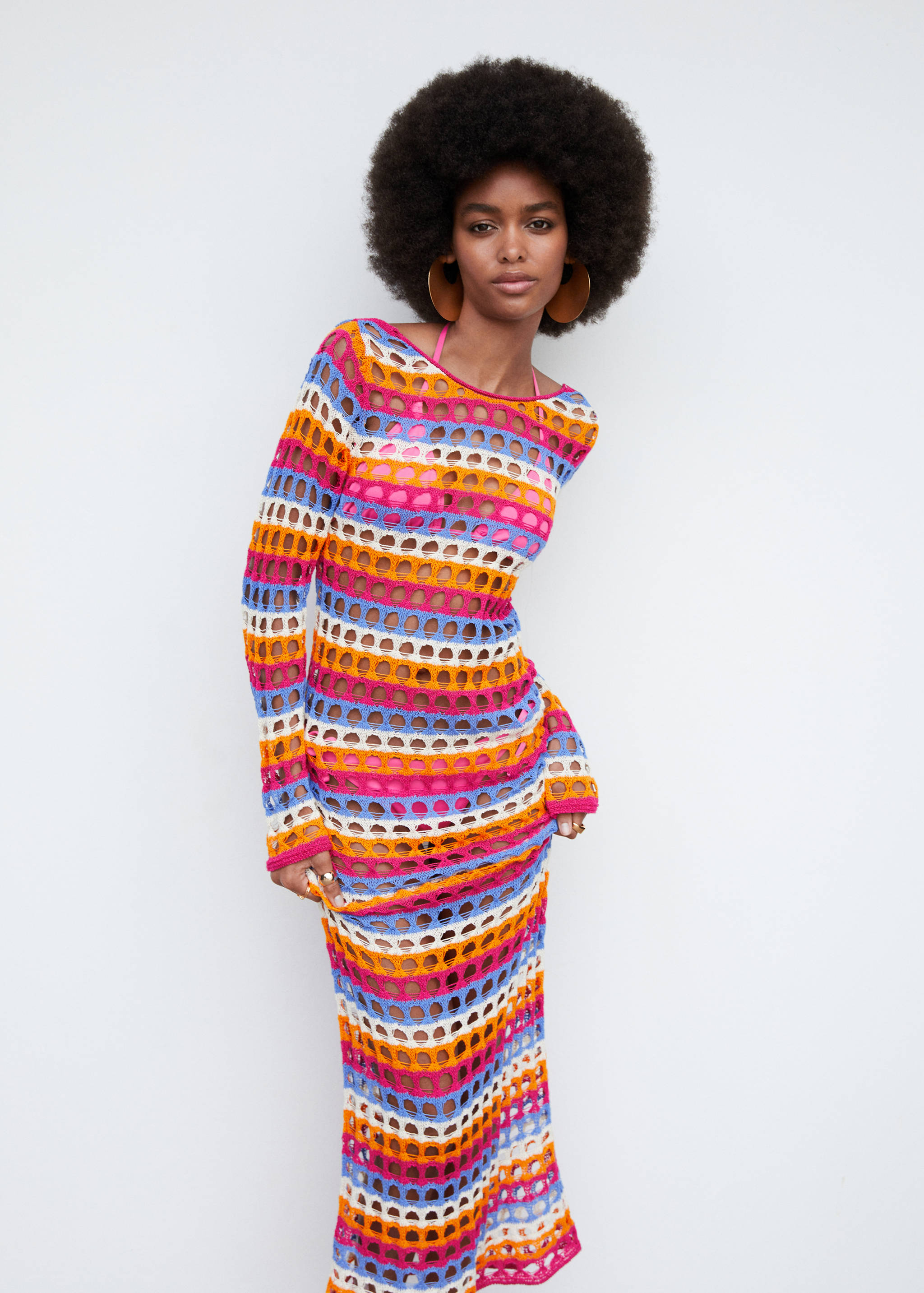 Vestido crochet multicolor - Plano medio
