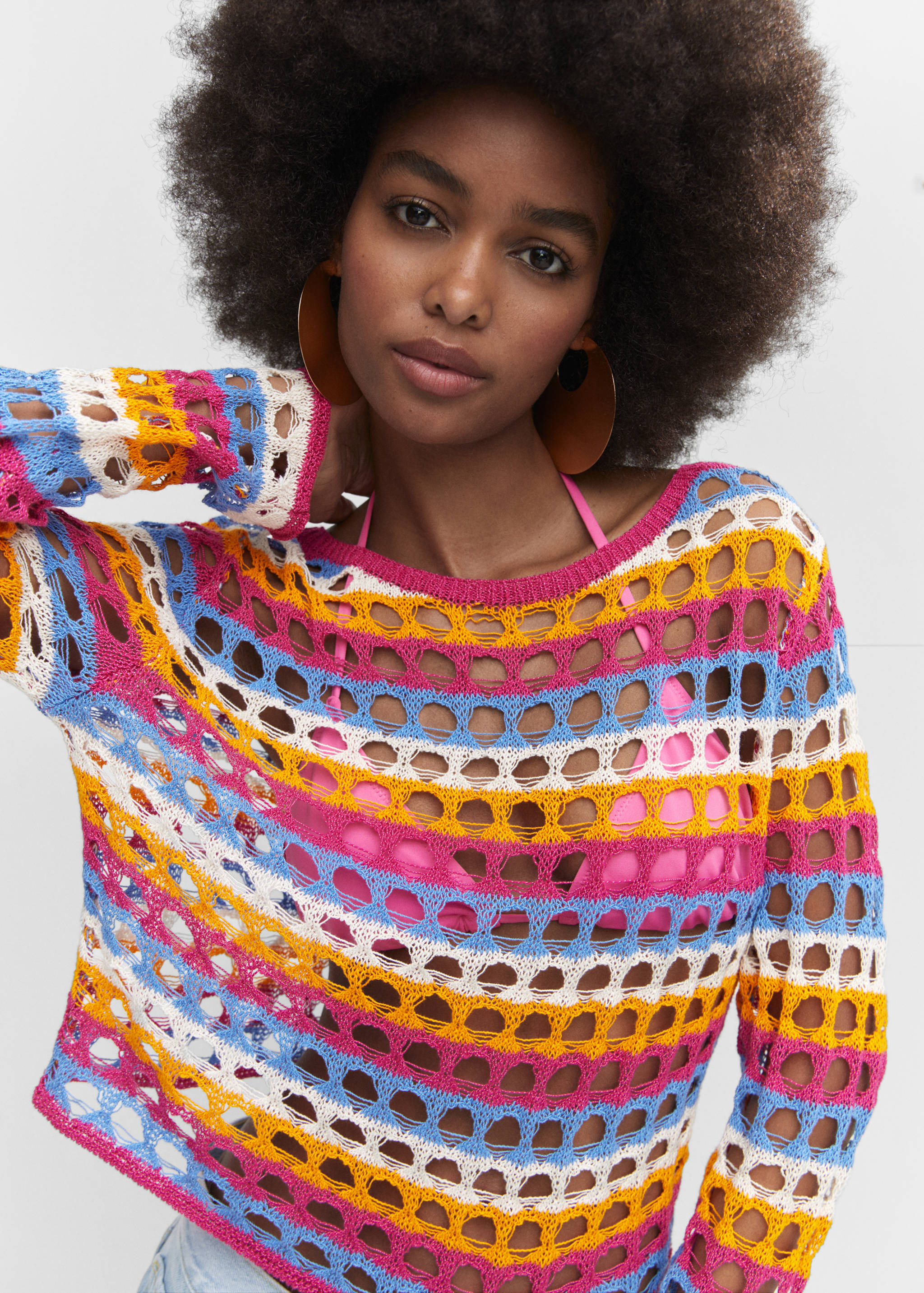 Multi-colored crochet sweater - Details of the article 1