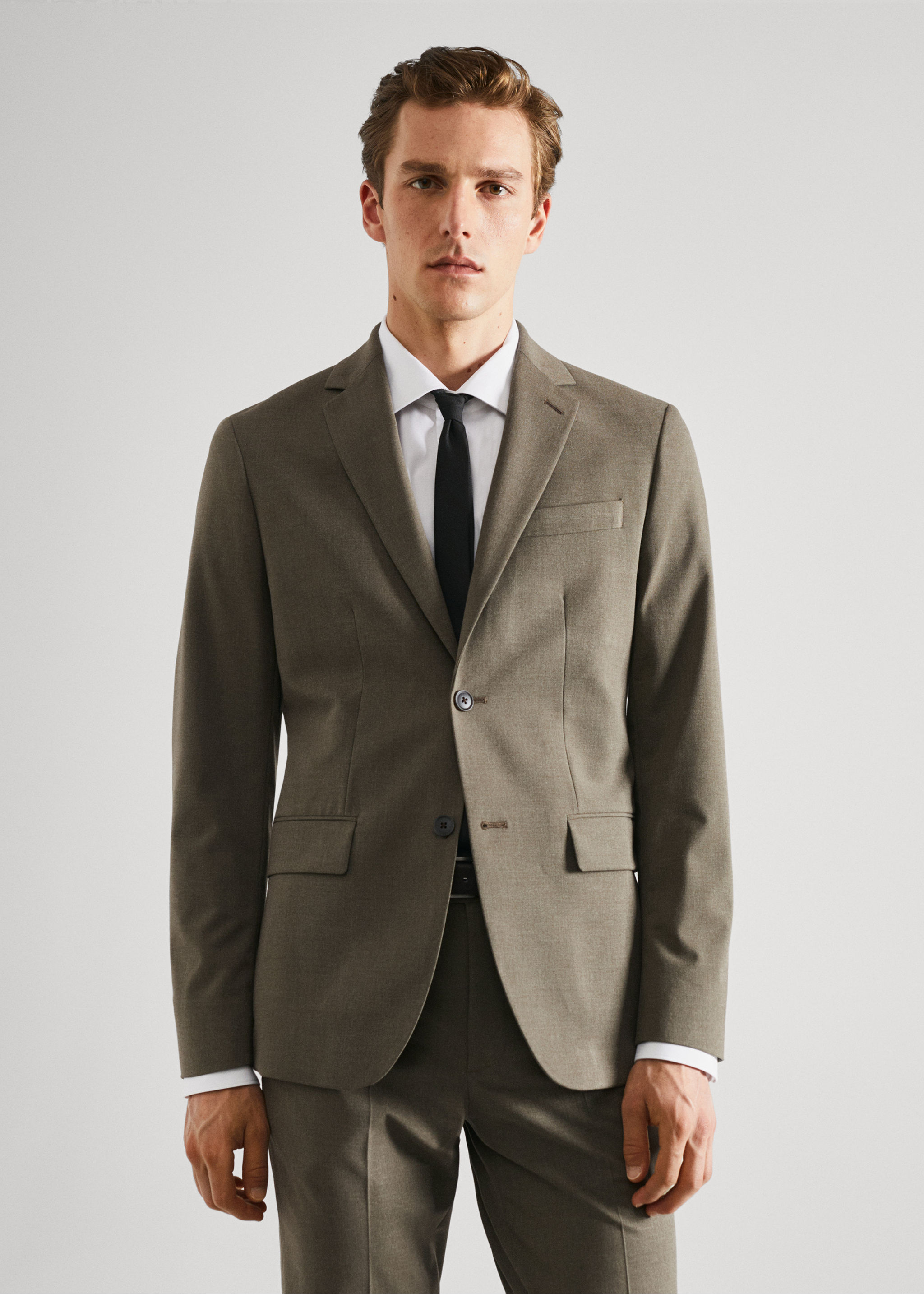 Stretch-fabric slim-fit suit jacket - Medium plane