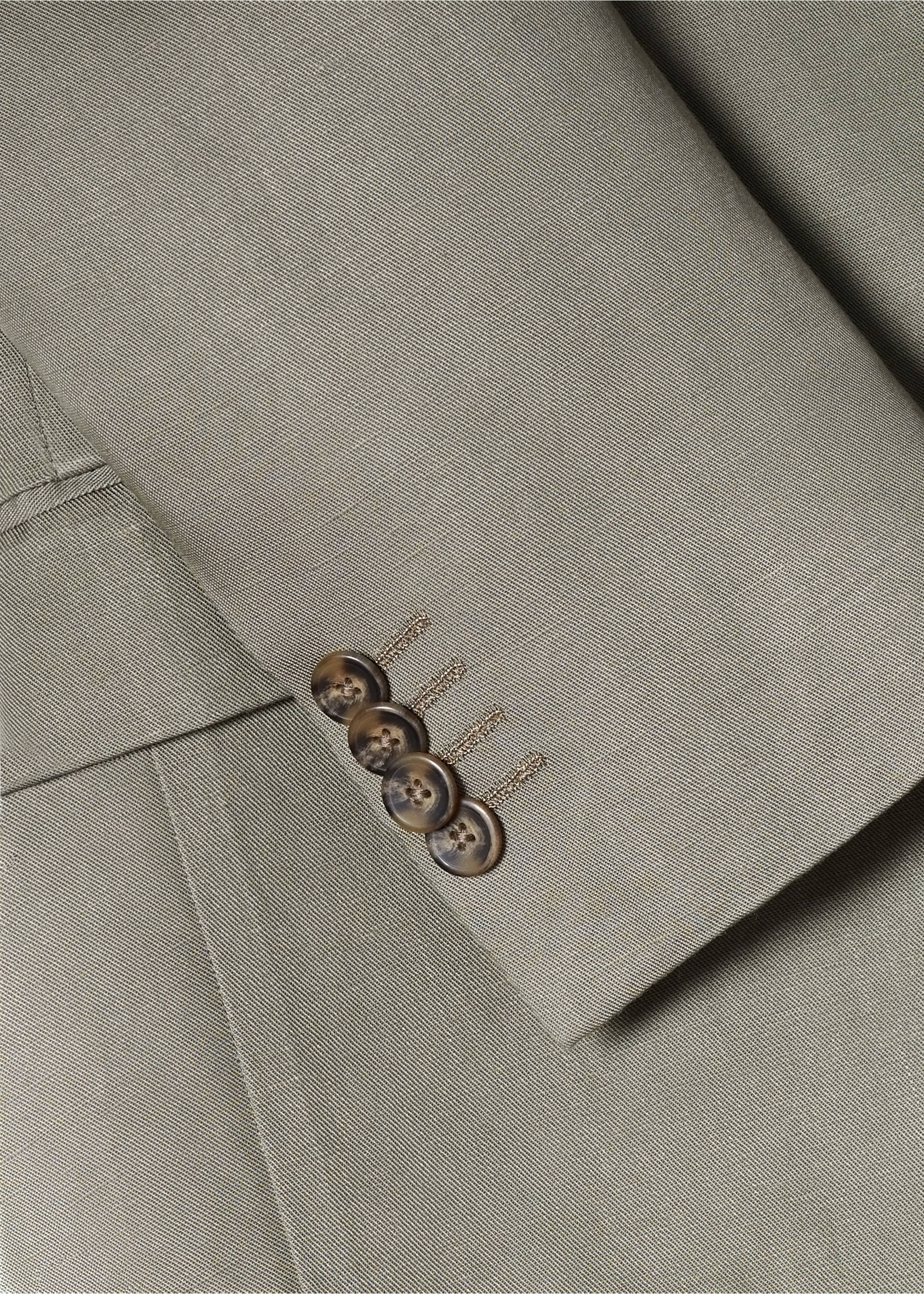 Slim fit linen suit blazer - Details of the article 0, Khaki. Ref: 57040547-00.