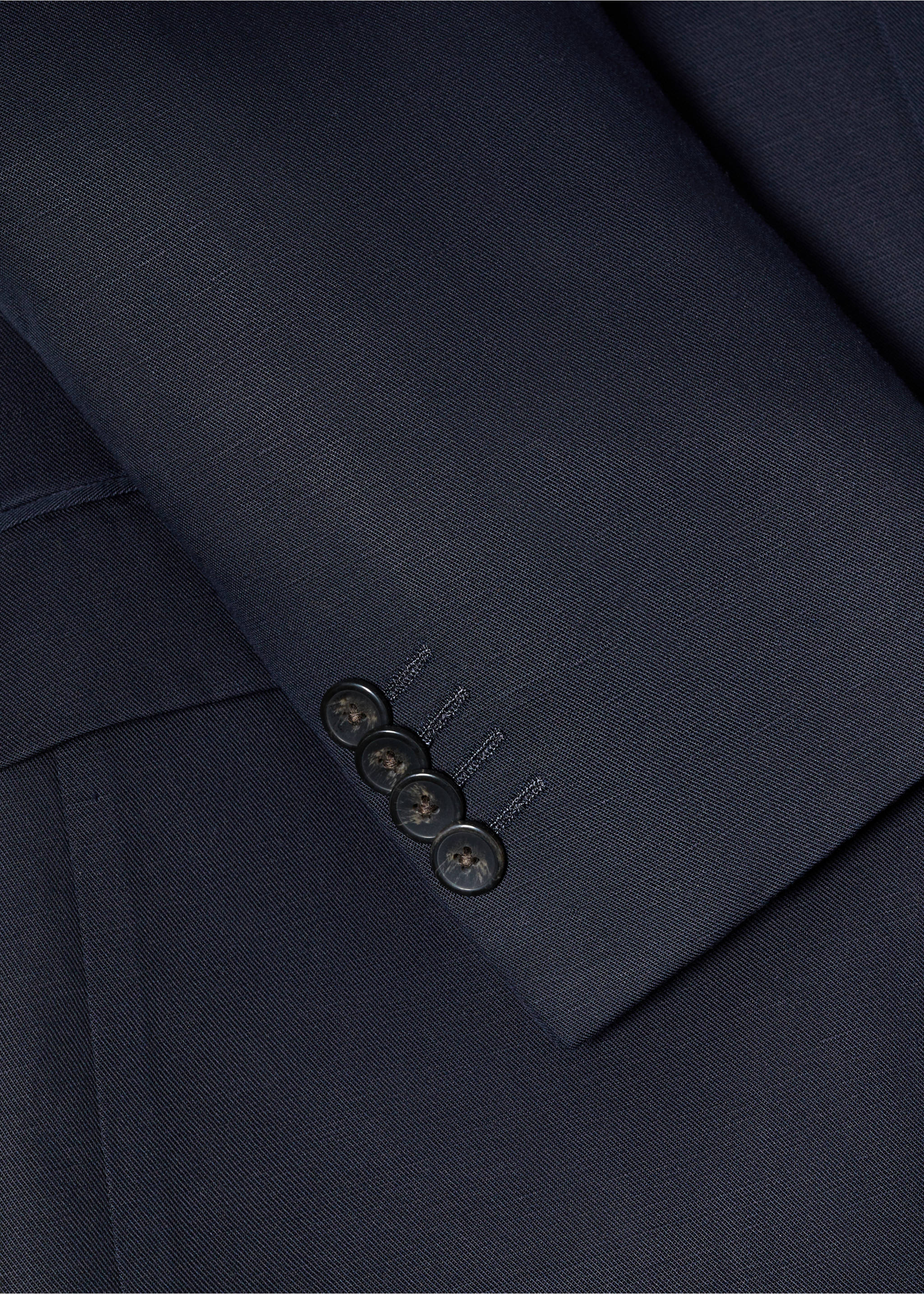 Slim Fit Anzugjacke aus Leinen - Detail des Artikels 8, Marineblau. Ref: 57040547-00.