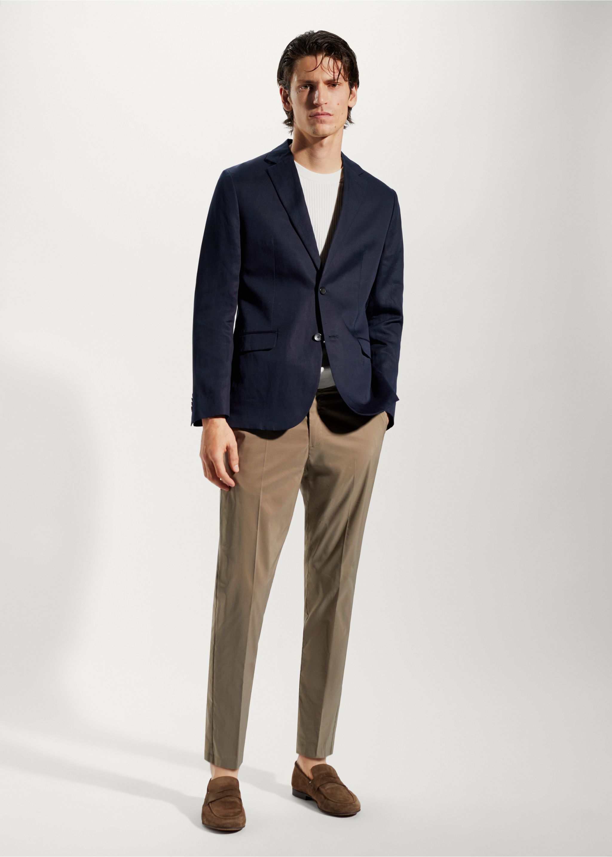 Slim fit linen suit blazer - General plane