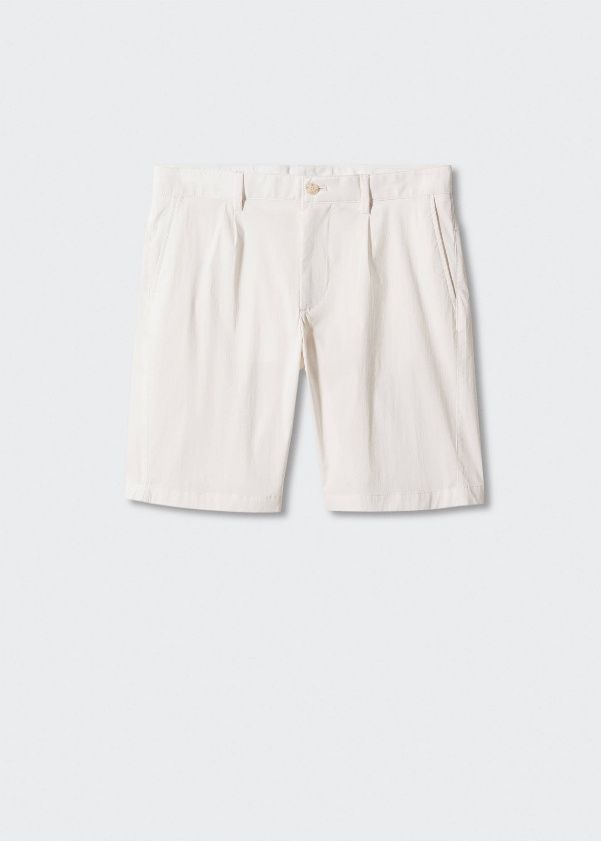 Cotton pleated Bermuda shorts - Article without model, Off White. Ref: 57040551-00.
