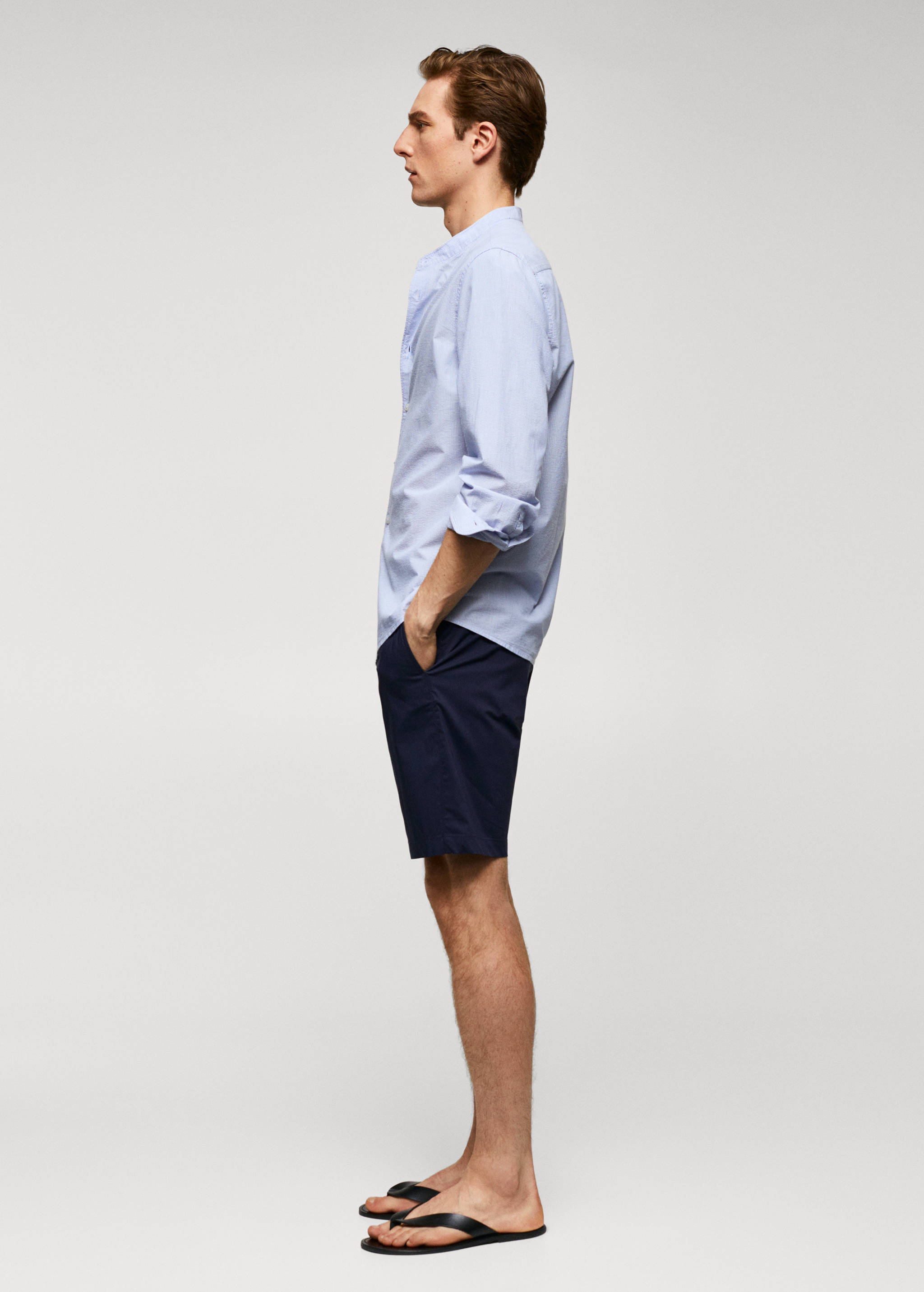 Cotton seersucker shirt with multiple stripes - Details of the article 3