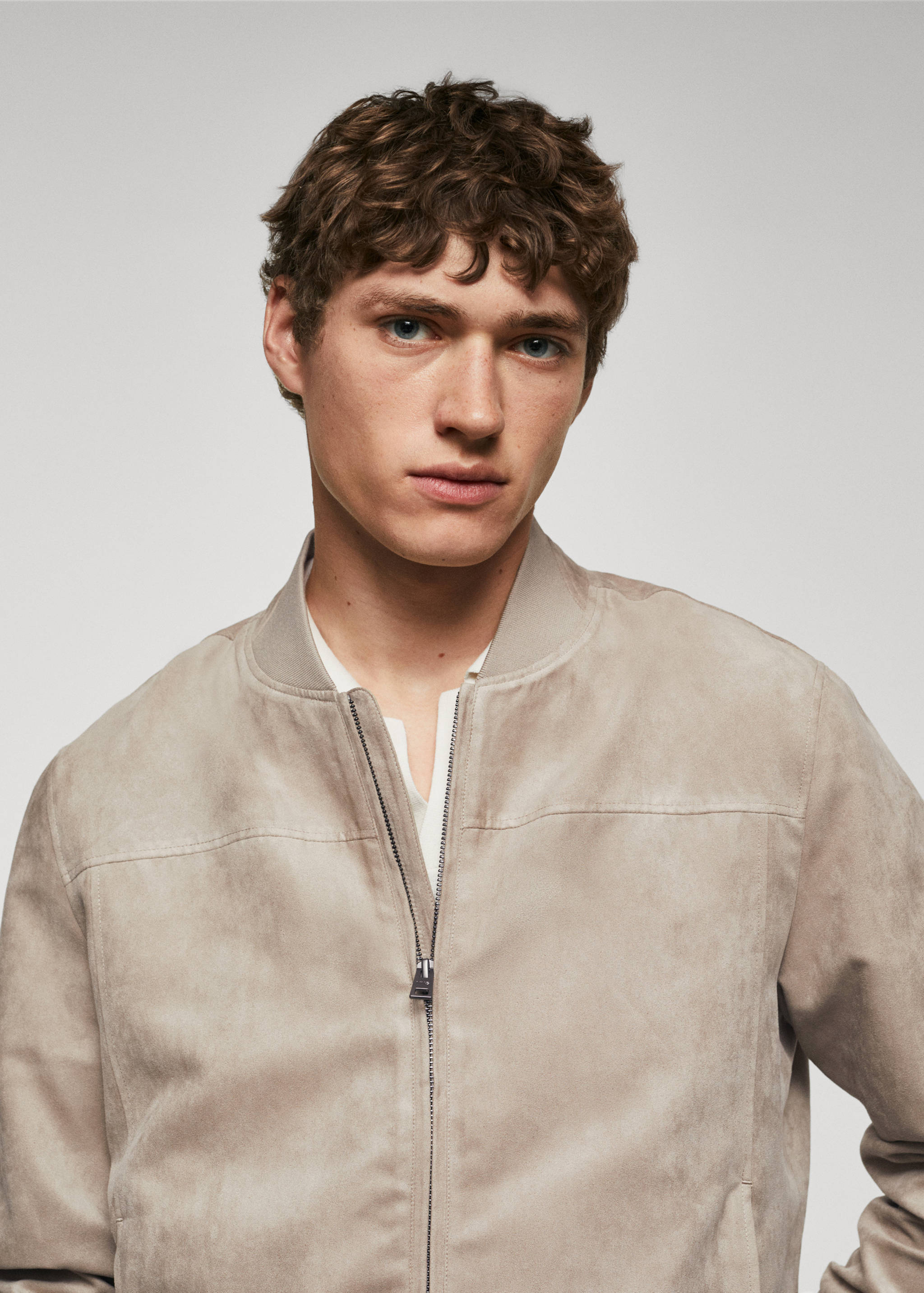 Suede-effect bomber jacket - Details of the article 1