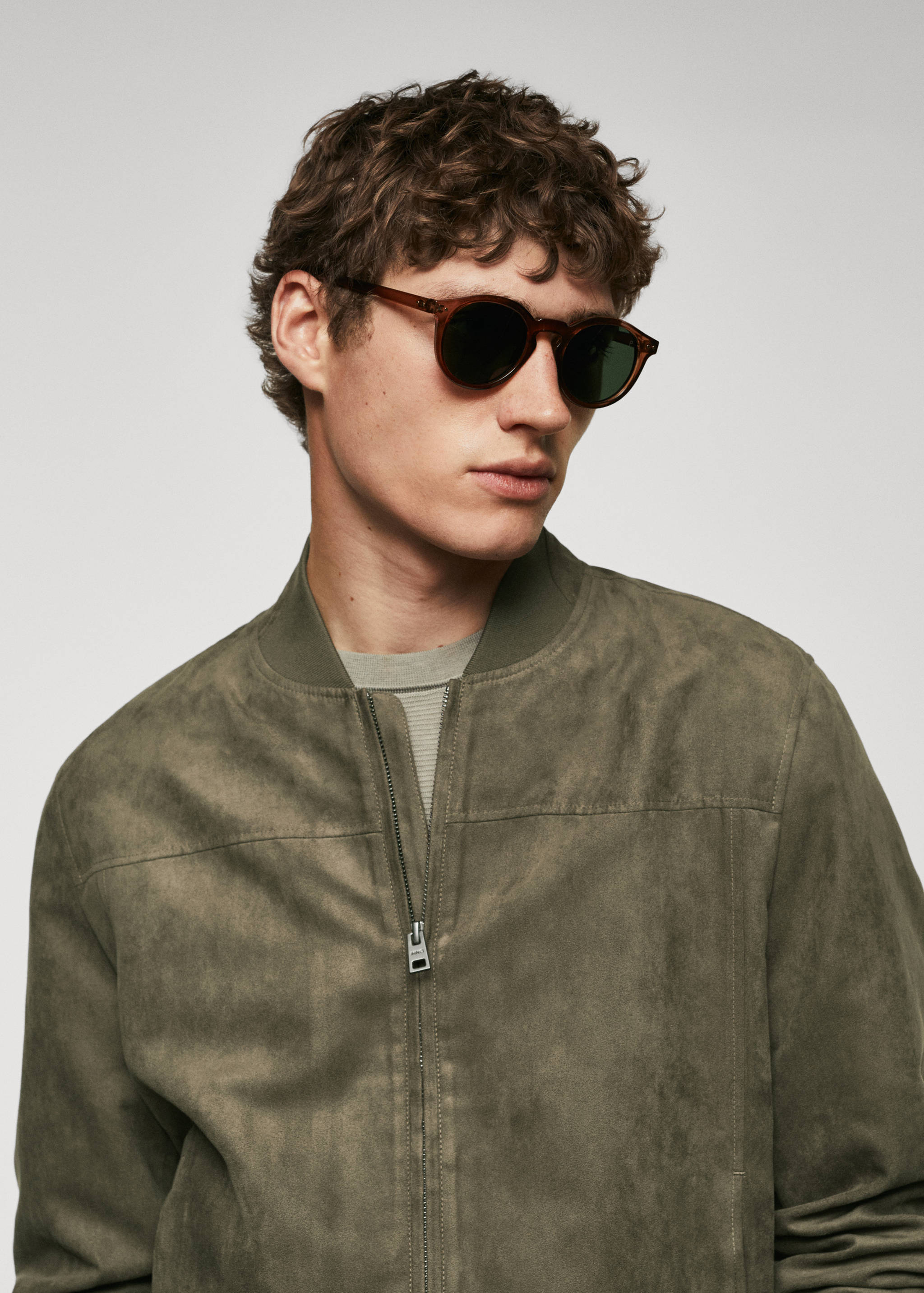 Suede-effect bomber jacket - Details of the article 1