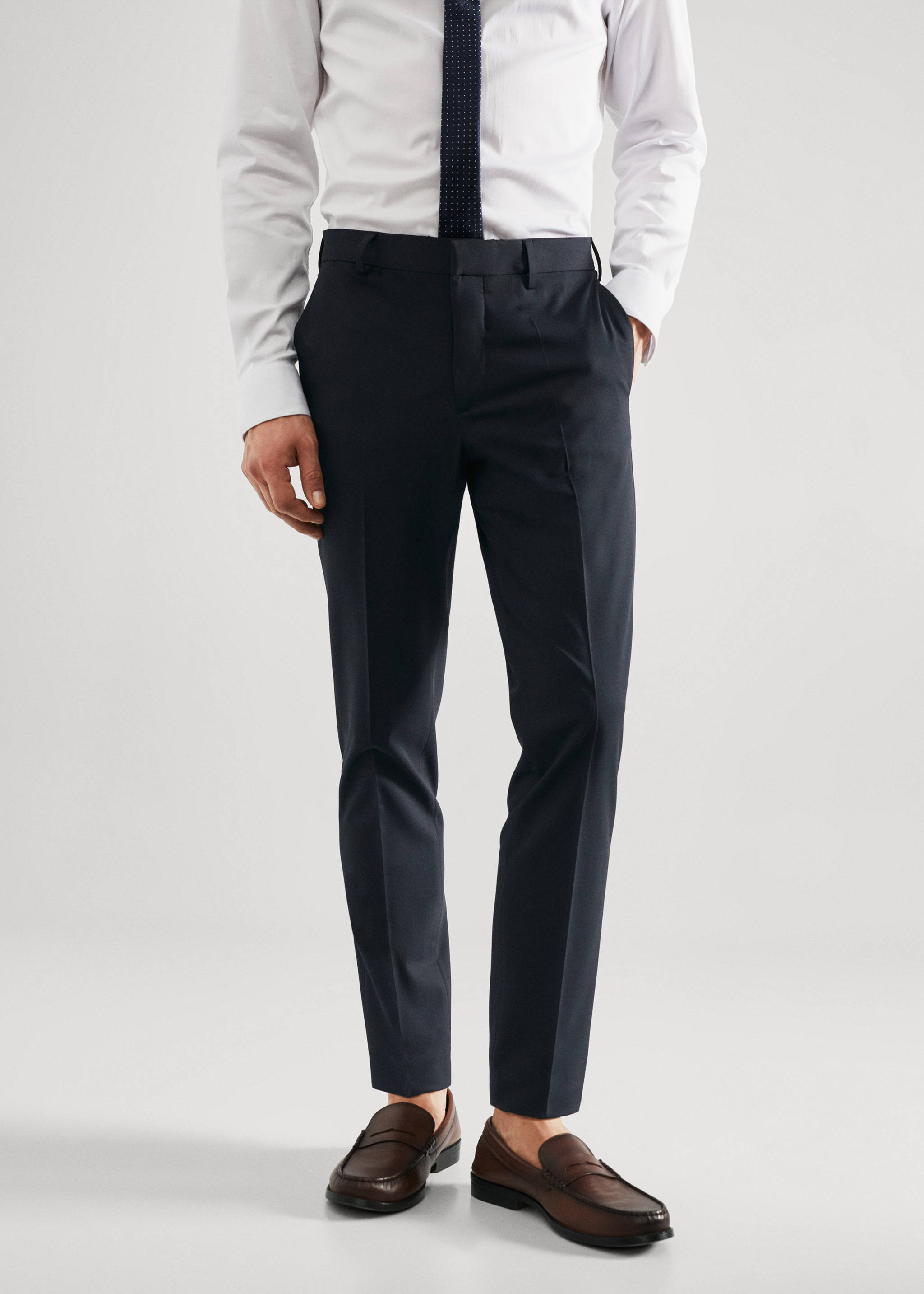 Super slim fit suit trousers - Medium plane