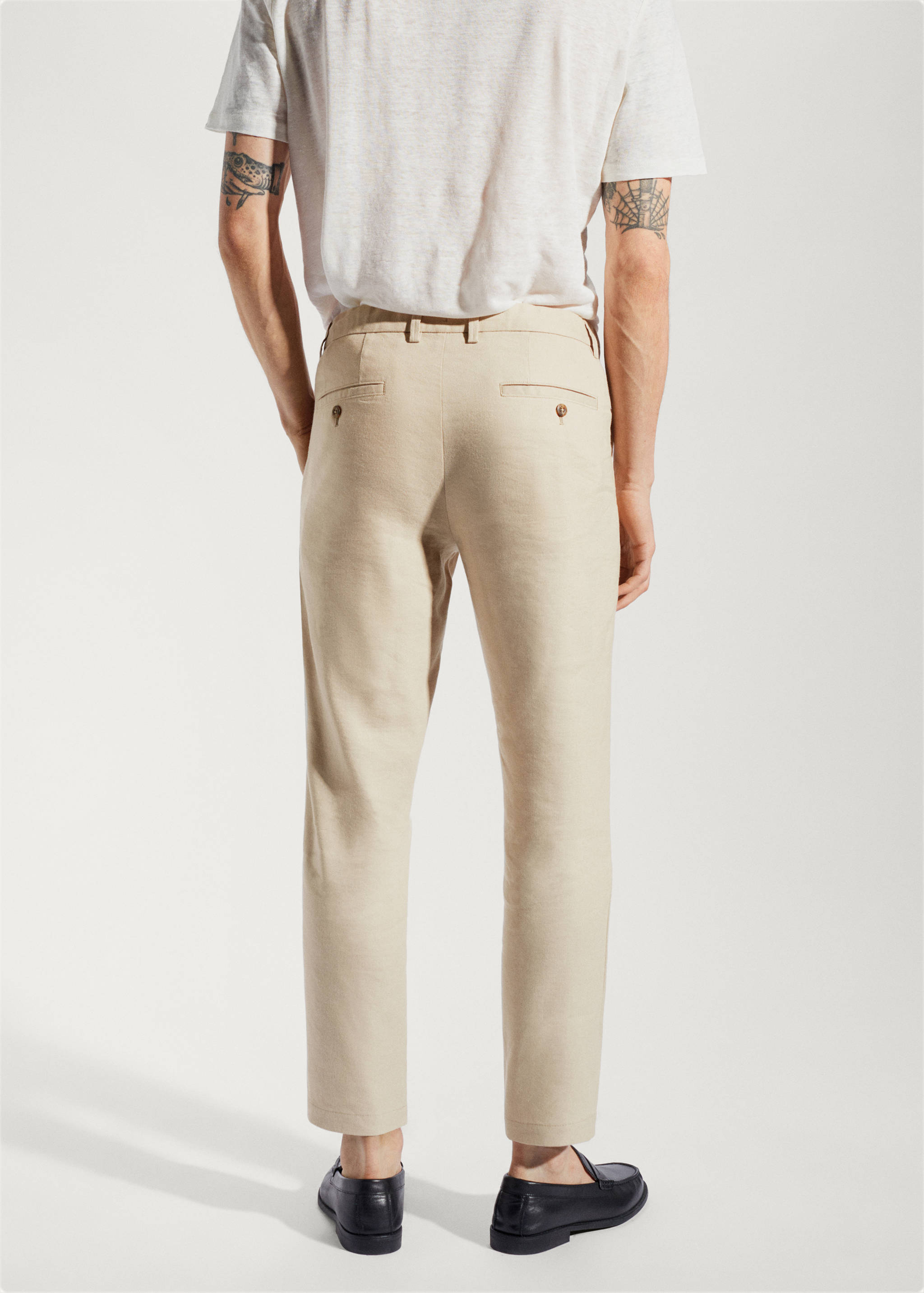 Linen slim-fit trousers with inner drawstring - Reverse of the article