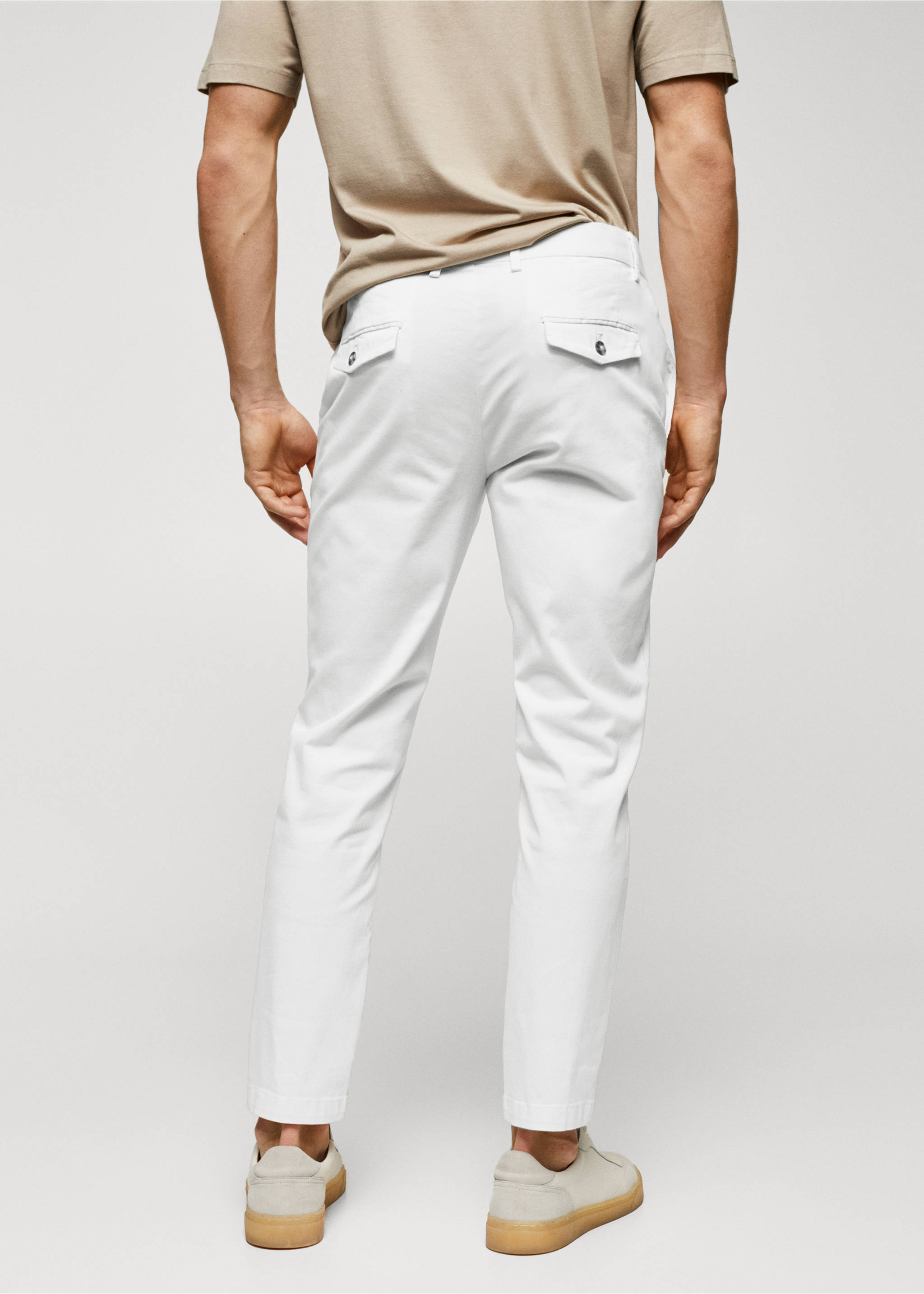 Cotton tapered crop trousers - Reverse of the article, White. Ref: 57040567-00.