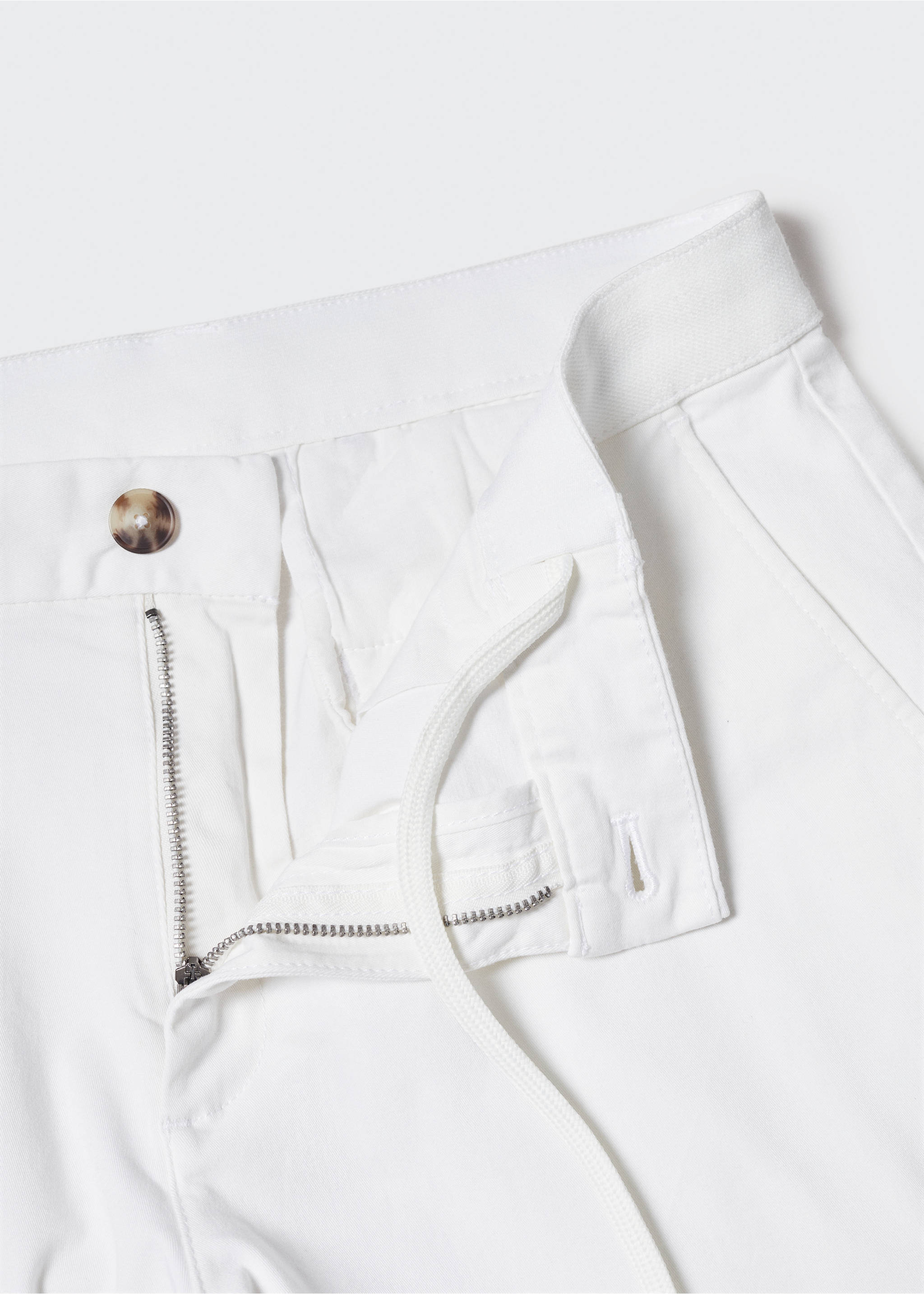 Cotton tapered crop trousers - Details of the article 8, White. Ref: 57040567-00.