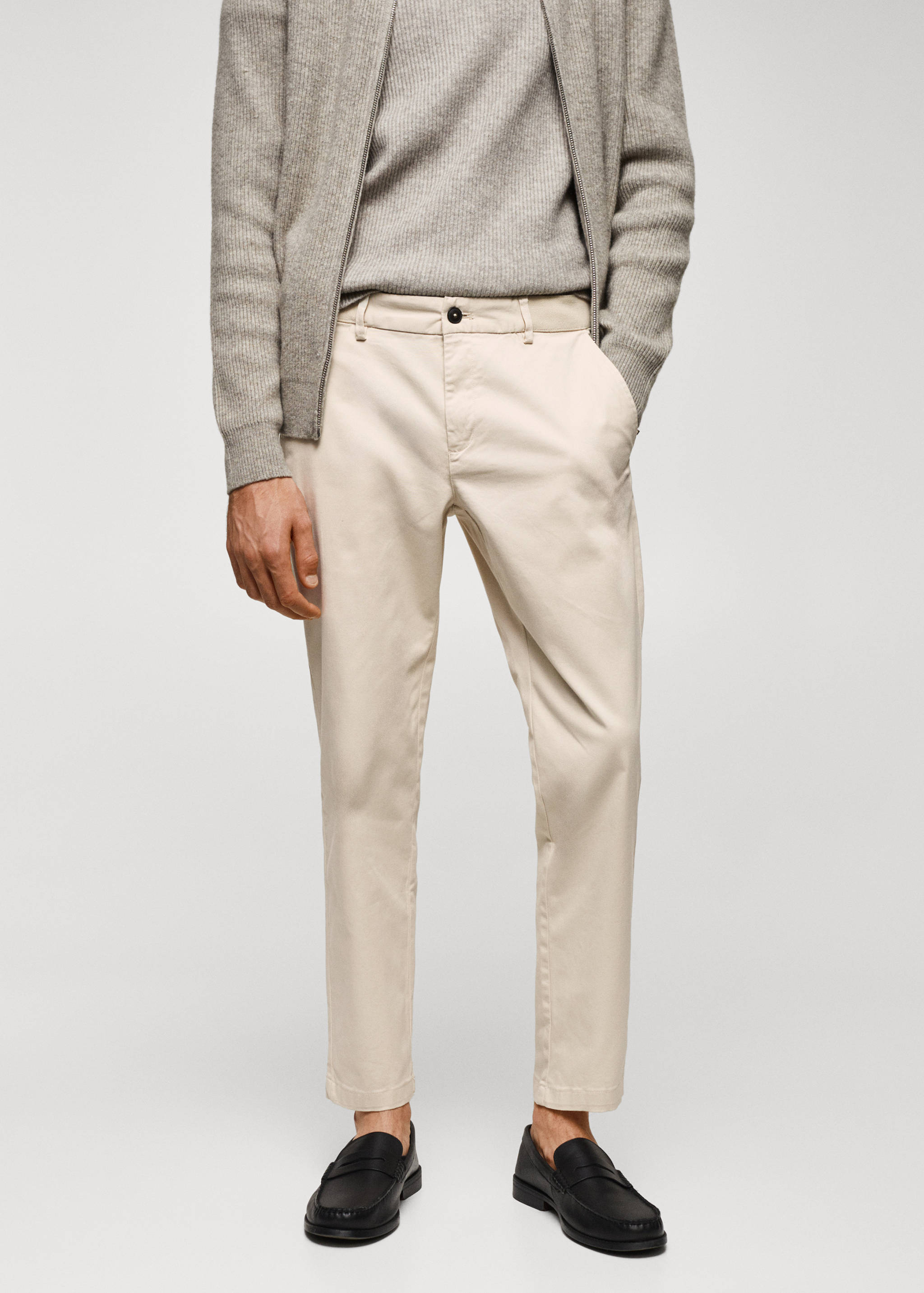 Cotton tapered crop trousers - Medium plane