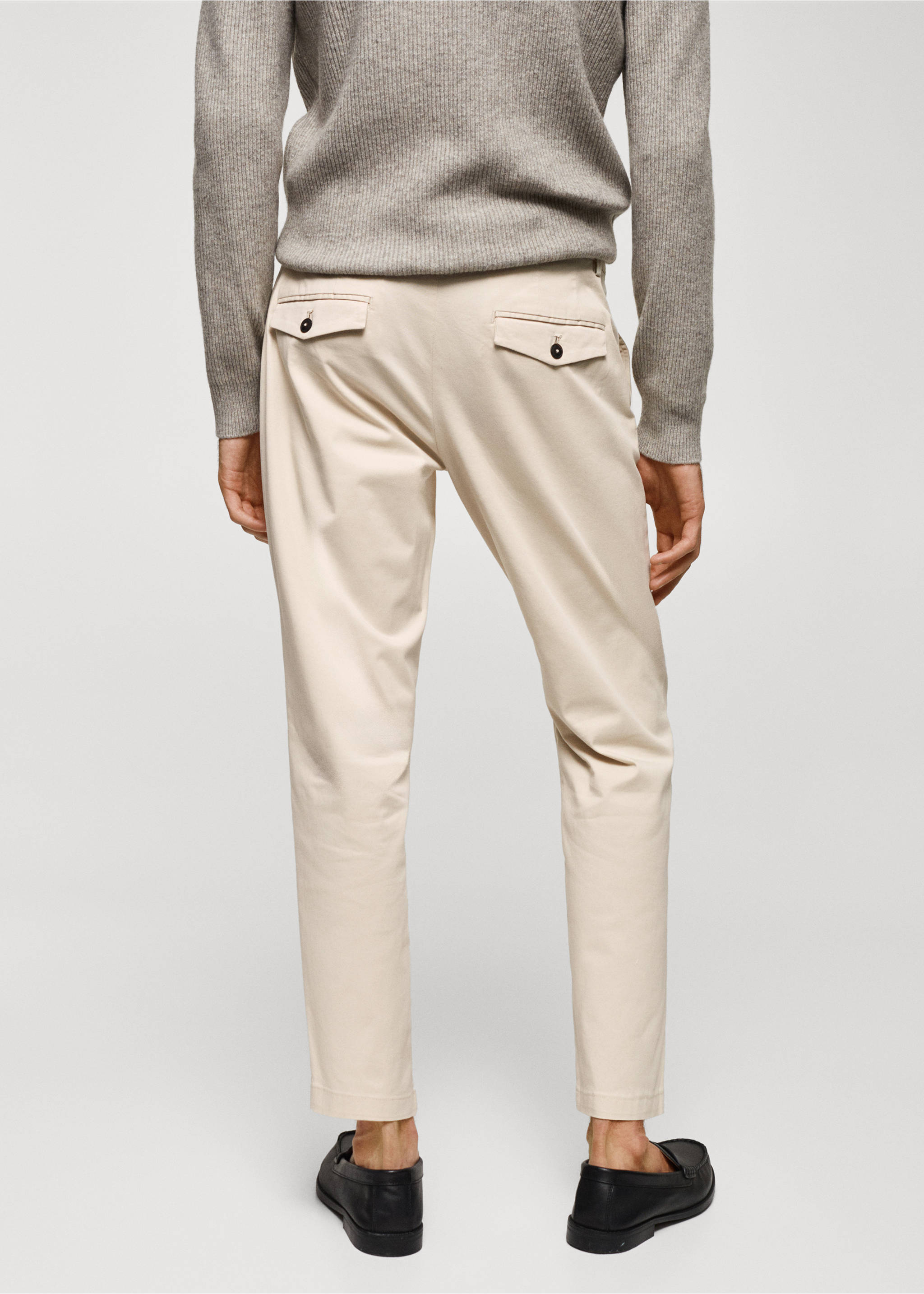 Cotton tapered crop trousers - Reverse of the article, Light/Pastel Grey. Ref: 57040567-00.
