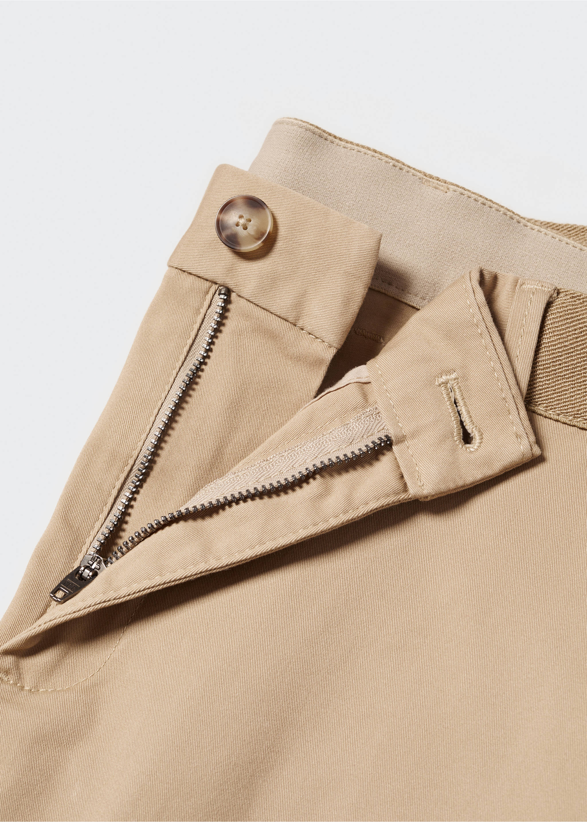 Cotton tapered crop trousers - Details of the article 8, Beige. Ref: 57040567-00.