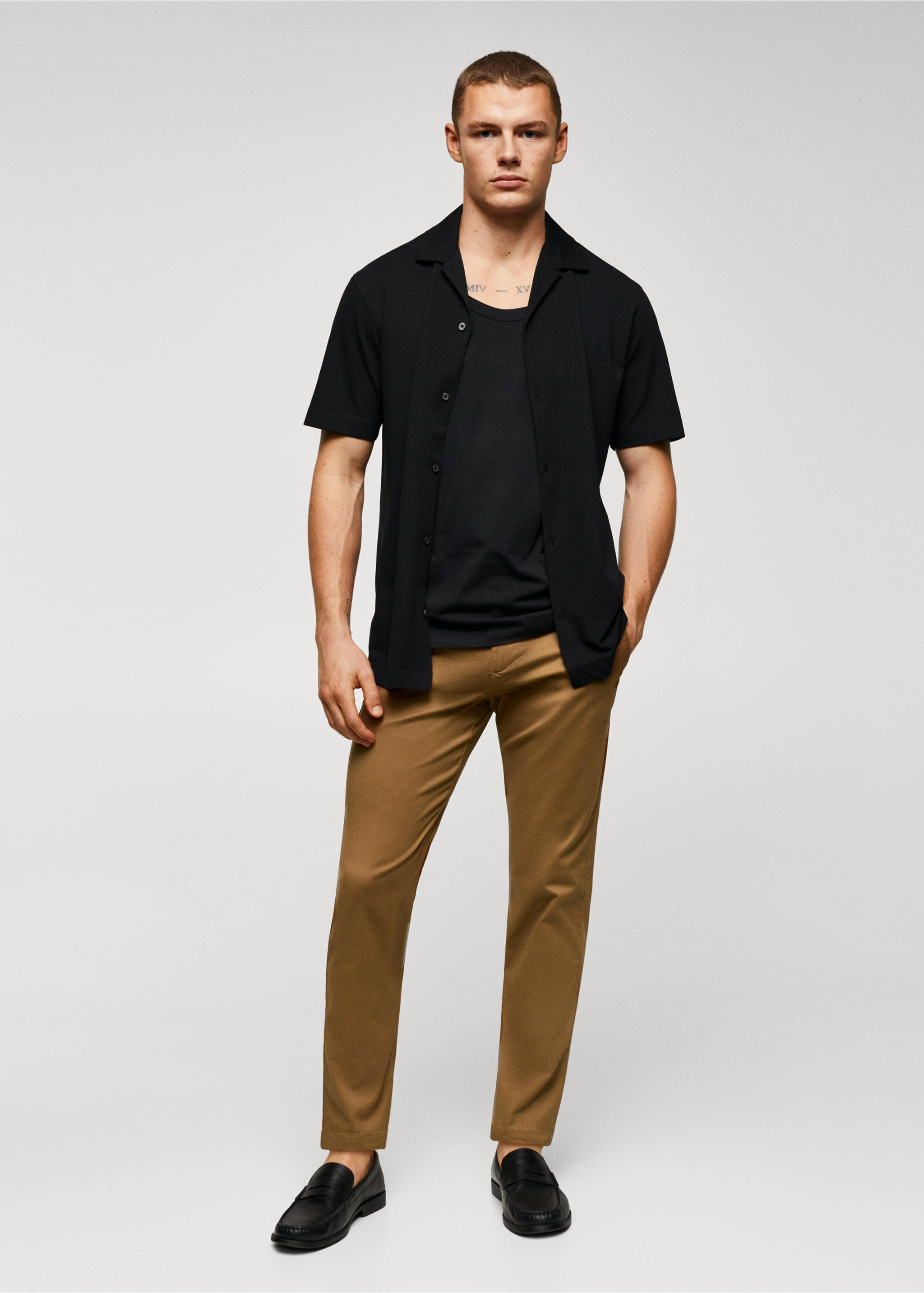 Cotton tapered crop trousers - General plane, Coffee. Ref: 57040567-00.