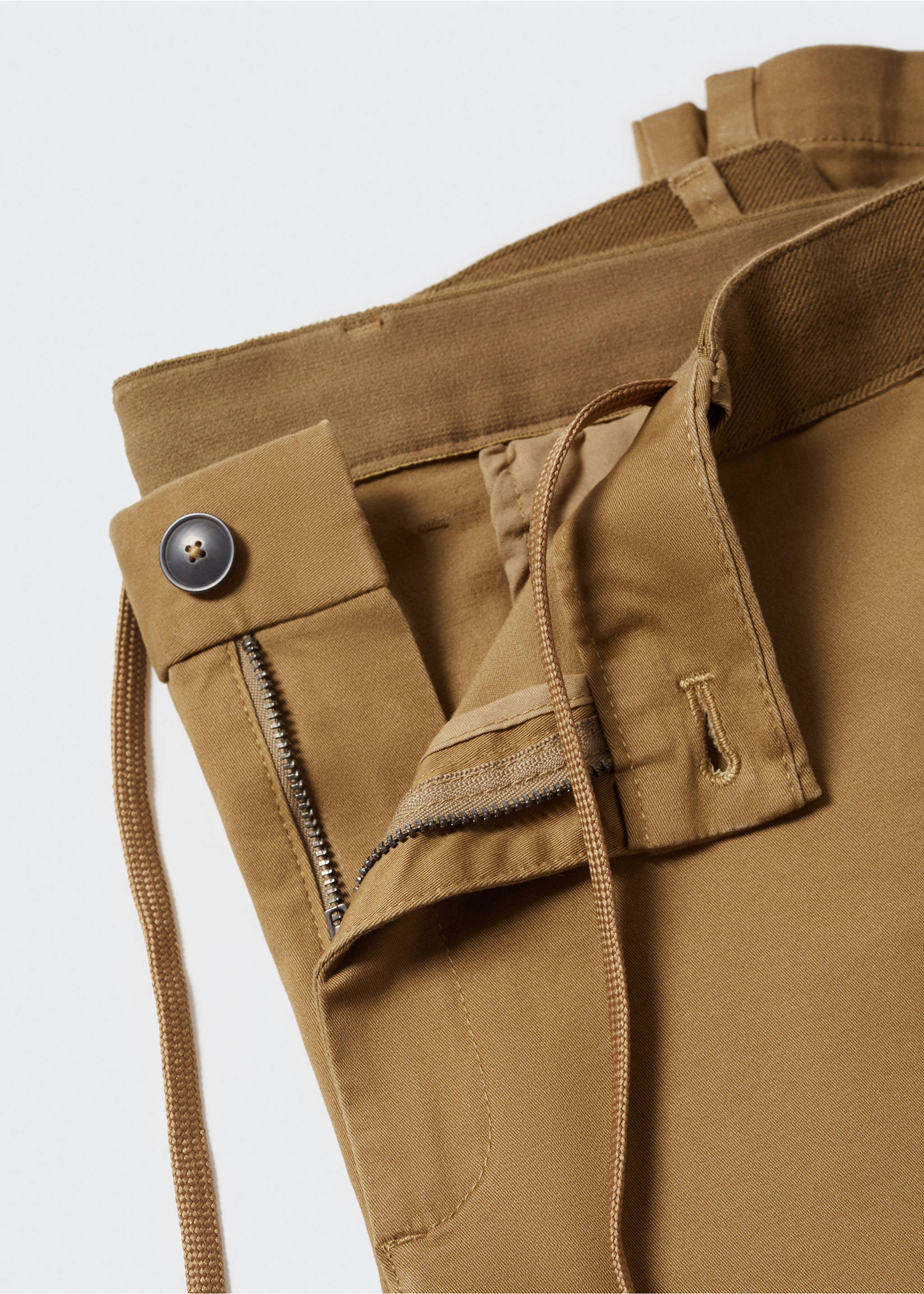 Cotton tapered crop trousers - Details of the article 8, Coffee. Ref: 57040567-00.