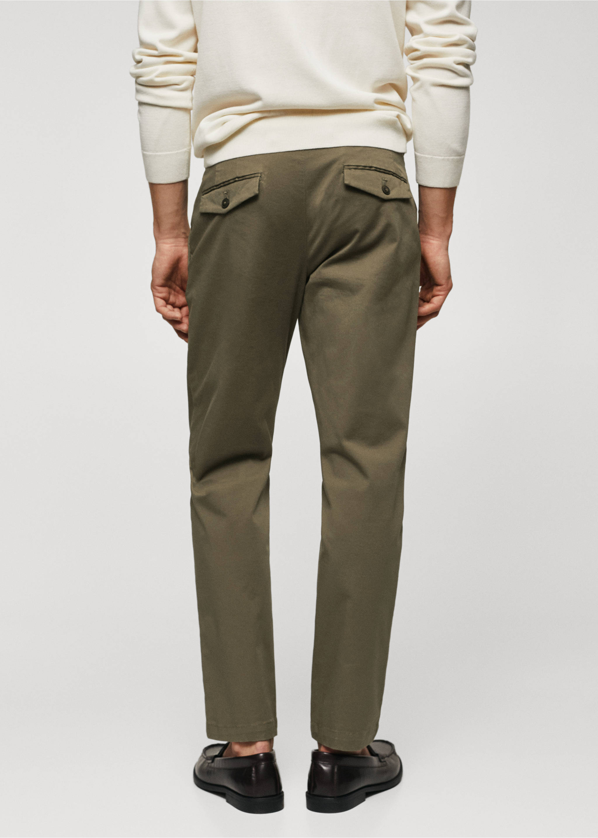Cotton tapered crop trousers - Reverse of the article, Medium Green. Ref: 57040567-00.