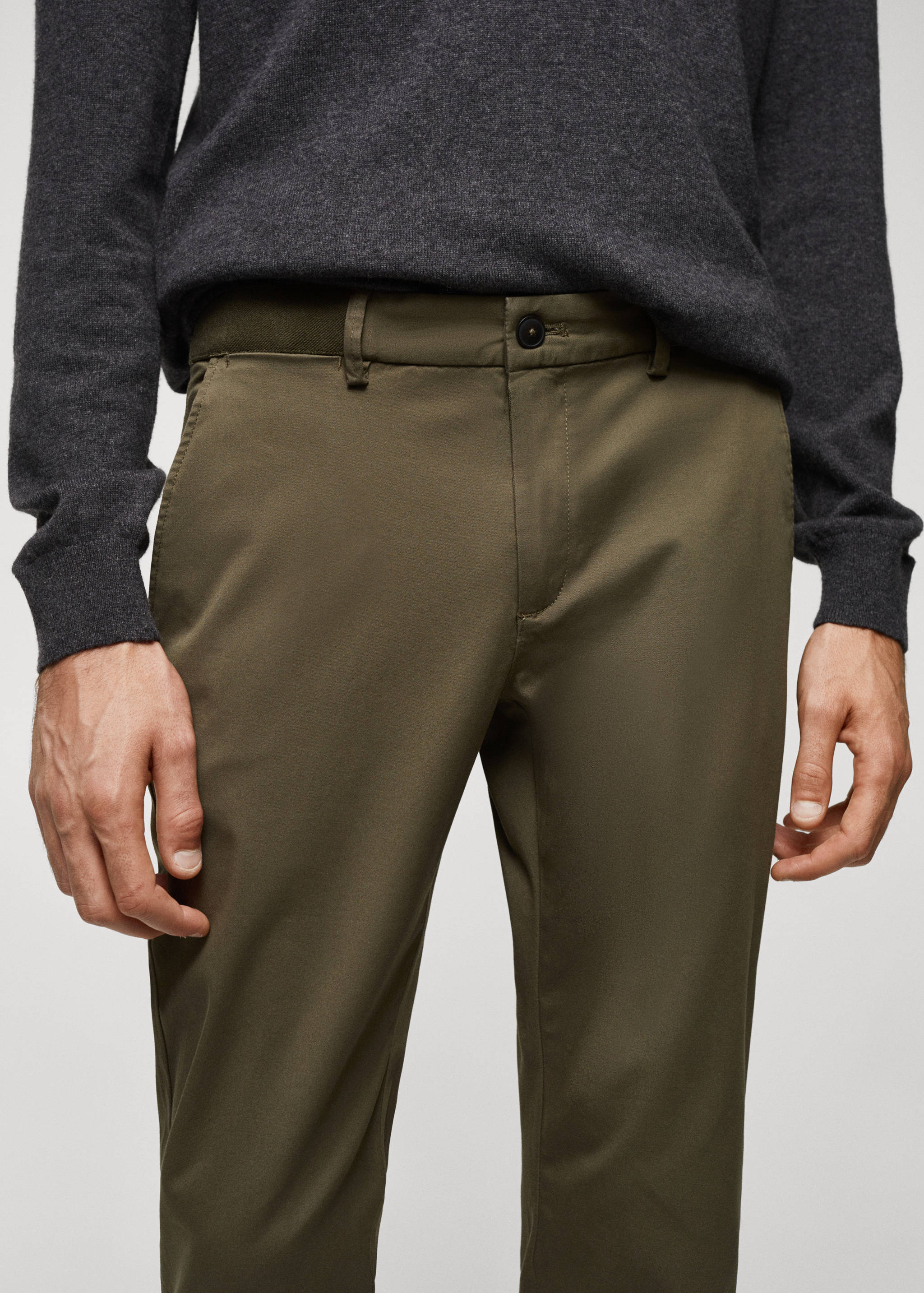 Cotton tapered crop trousers - Details of the article 1