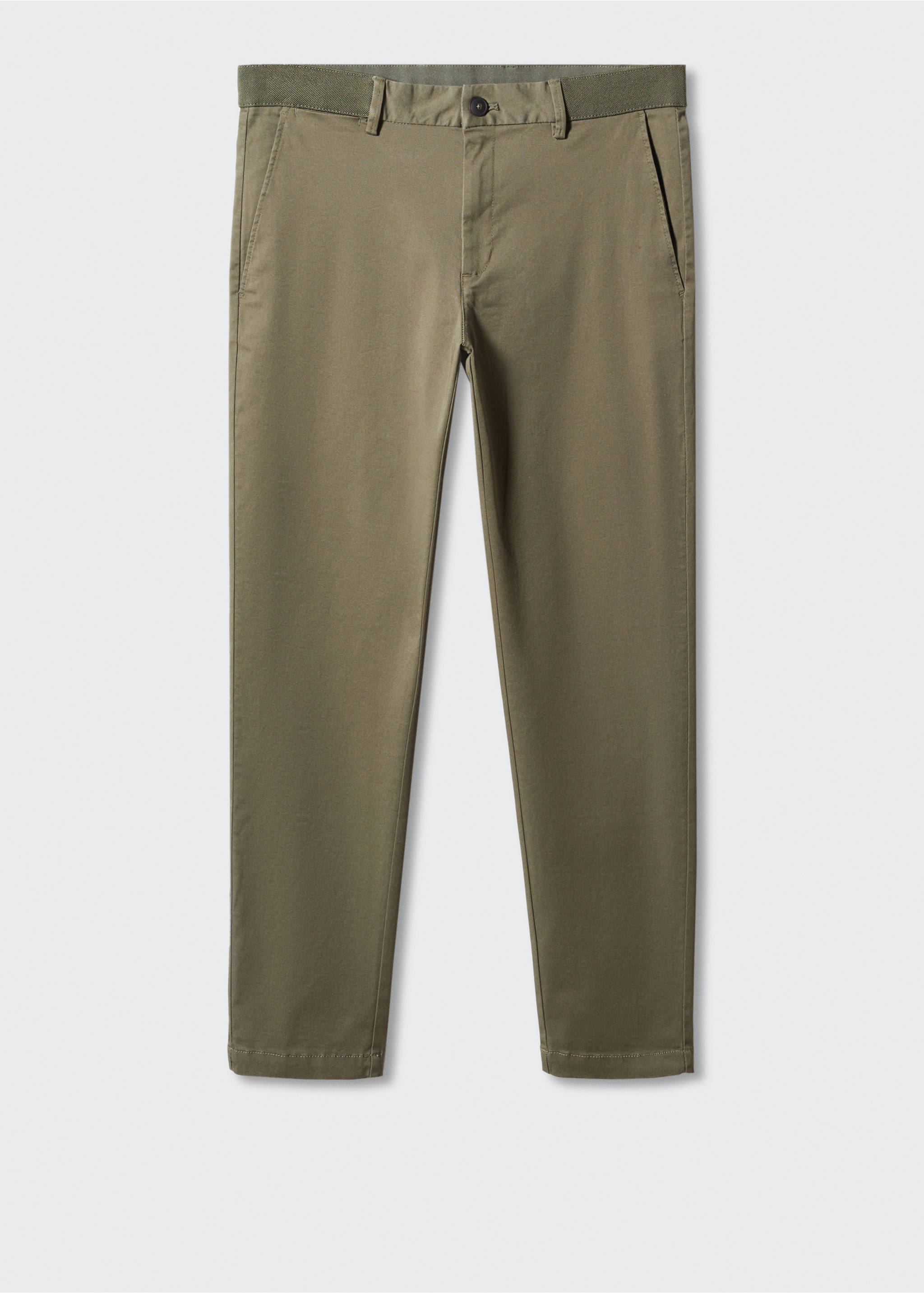 Cotton tapered crop trousers - Article without model, Medium Green. Ref: 57040567-00.