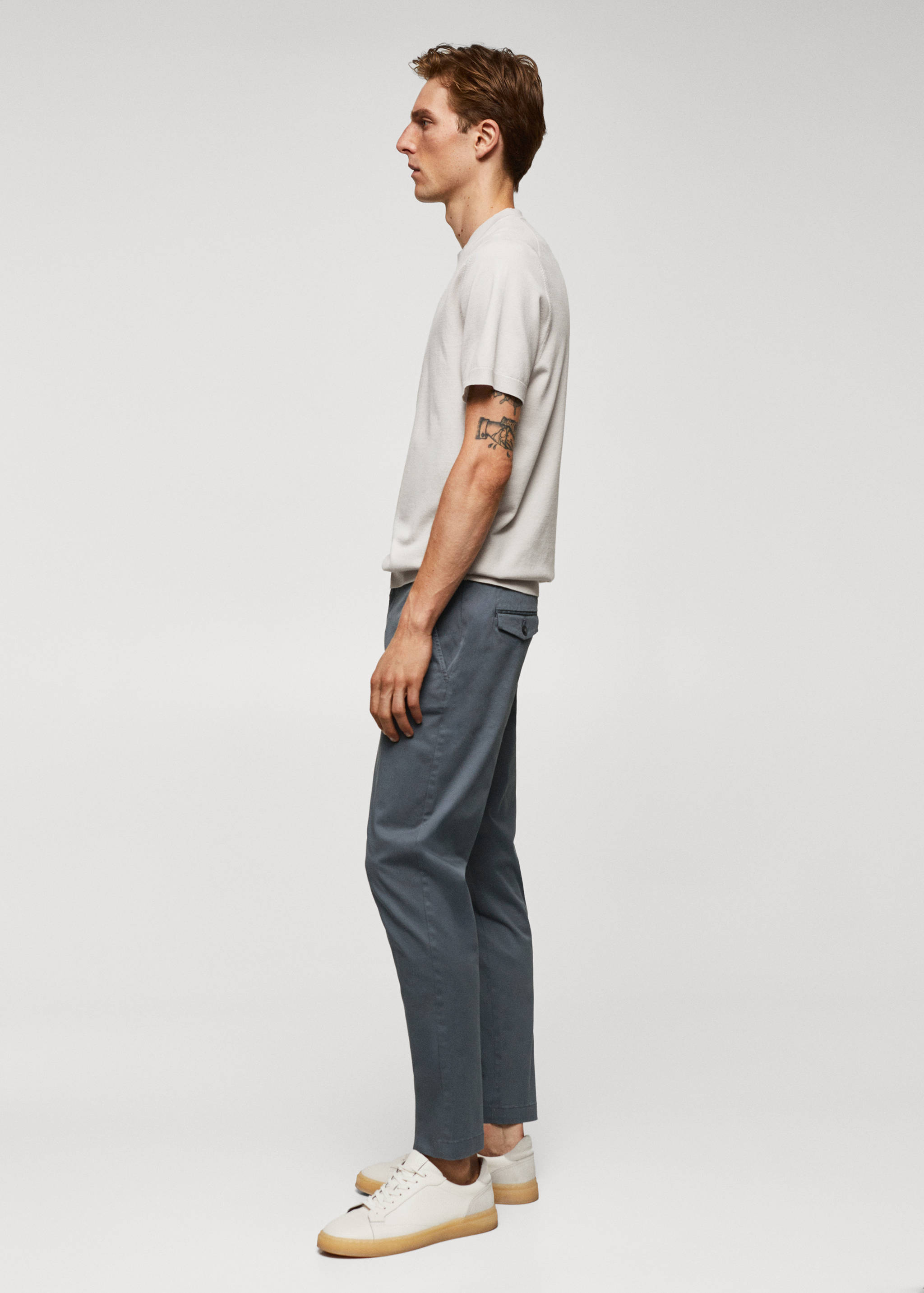 Cotton tapered crop trousers - Details of the article 2