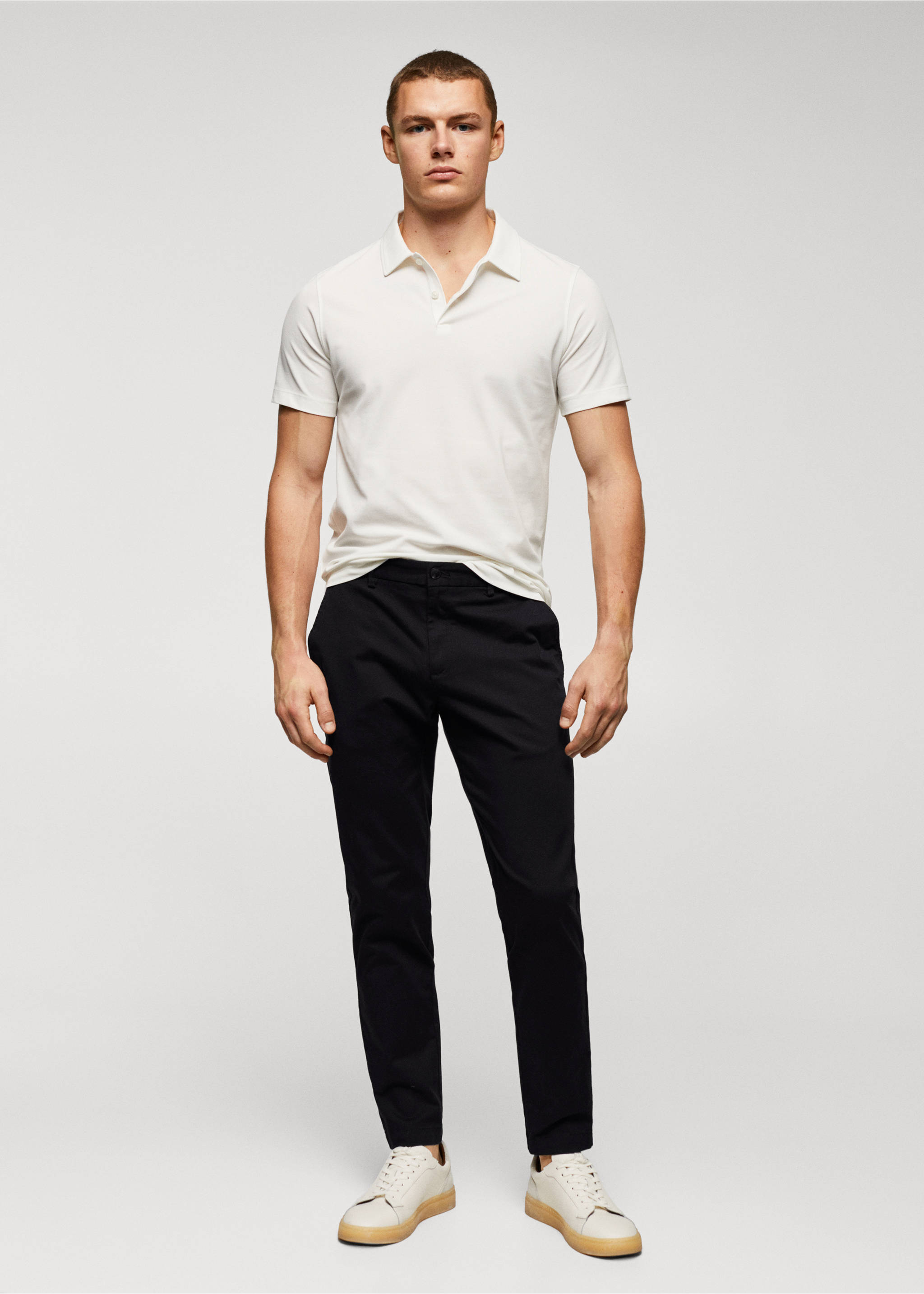 Cotton tapered crop trousers - General plane, Black. Ref: 57040567-00.