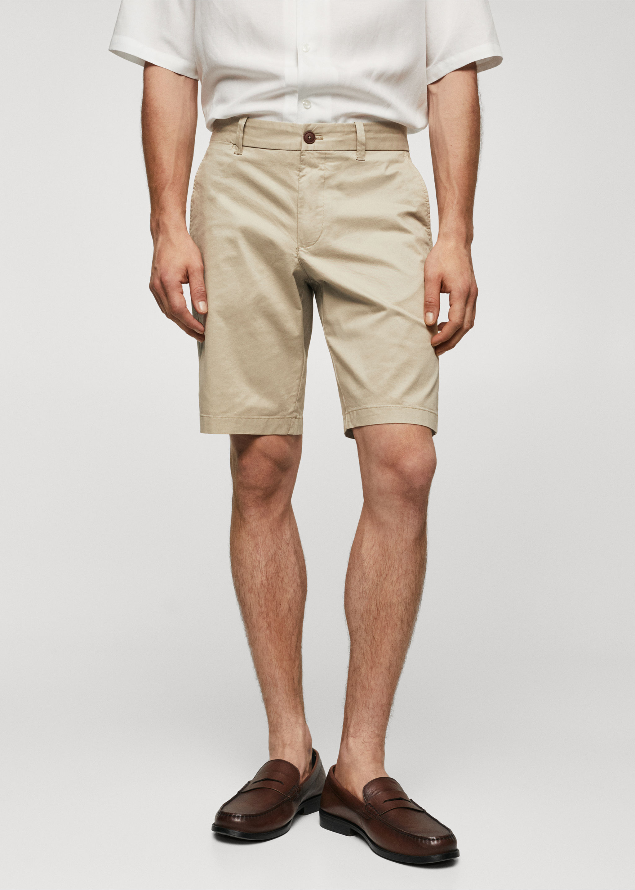 Slim-fit chino cotton bermuda shorts - Medium plane